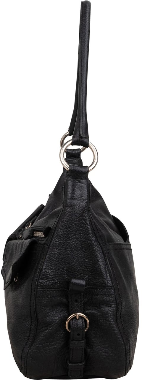 Prada Vitello Daino Leather Two Pocket Shoulder Bag Zwart