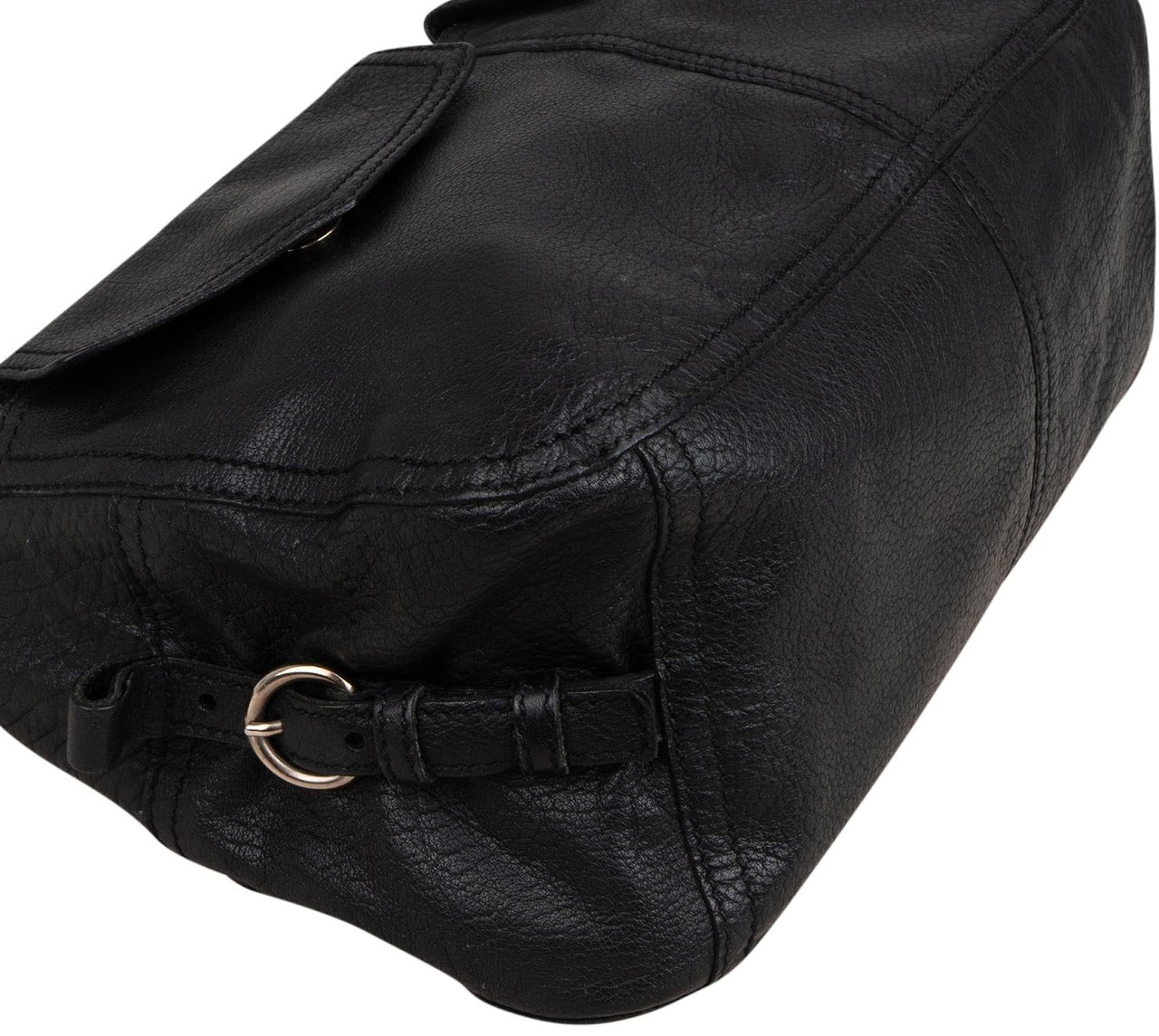 Prada Vitello Daino Leather Two Pocket Shoulder Bag Zwart