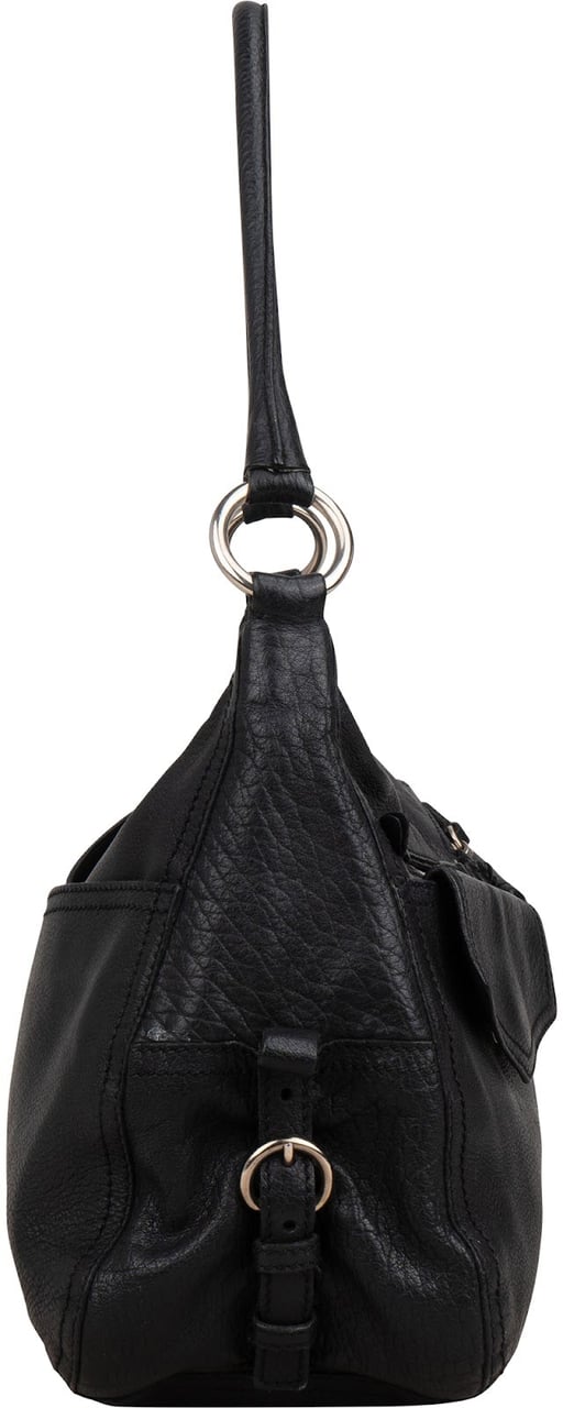 Prada Vitello Daino Leather Two Pocket Shoulder Bag Zwart