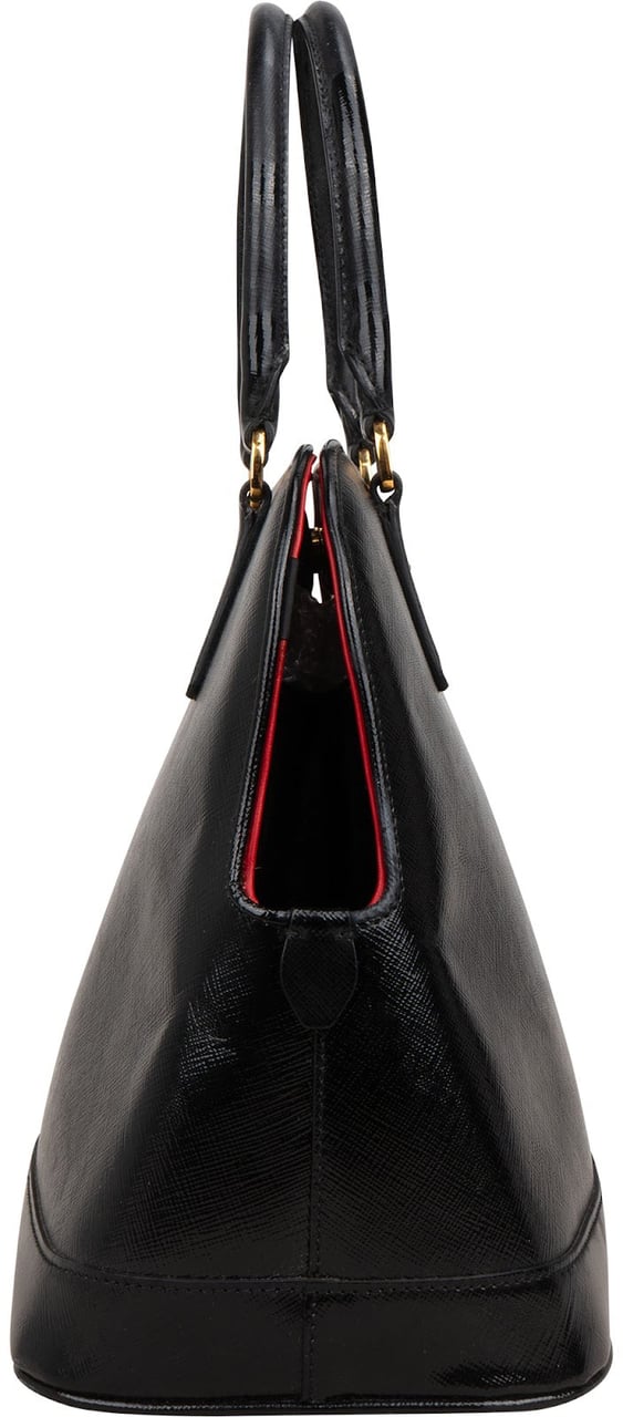Prada Saffiano Vernis Leather Promenade Handbag Zwart