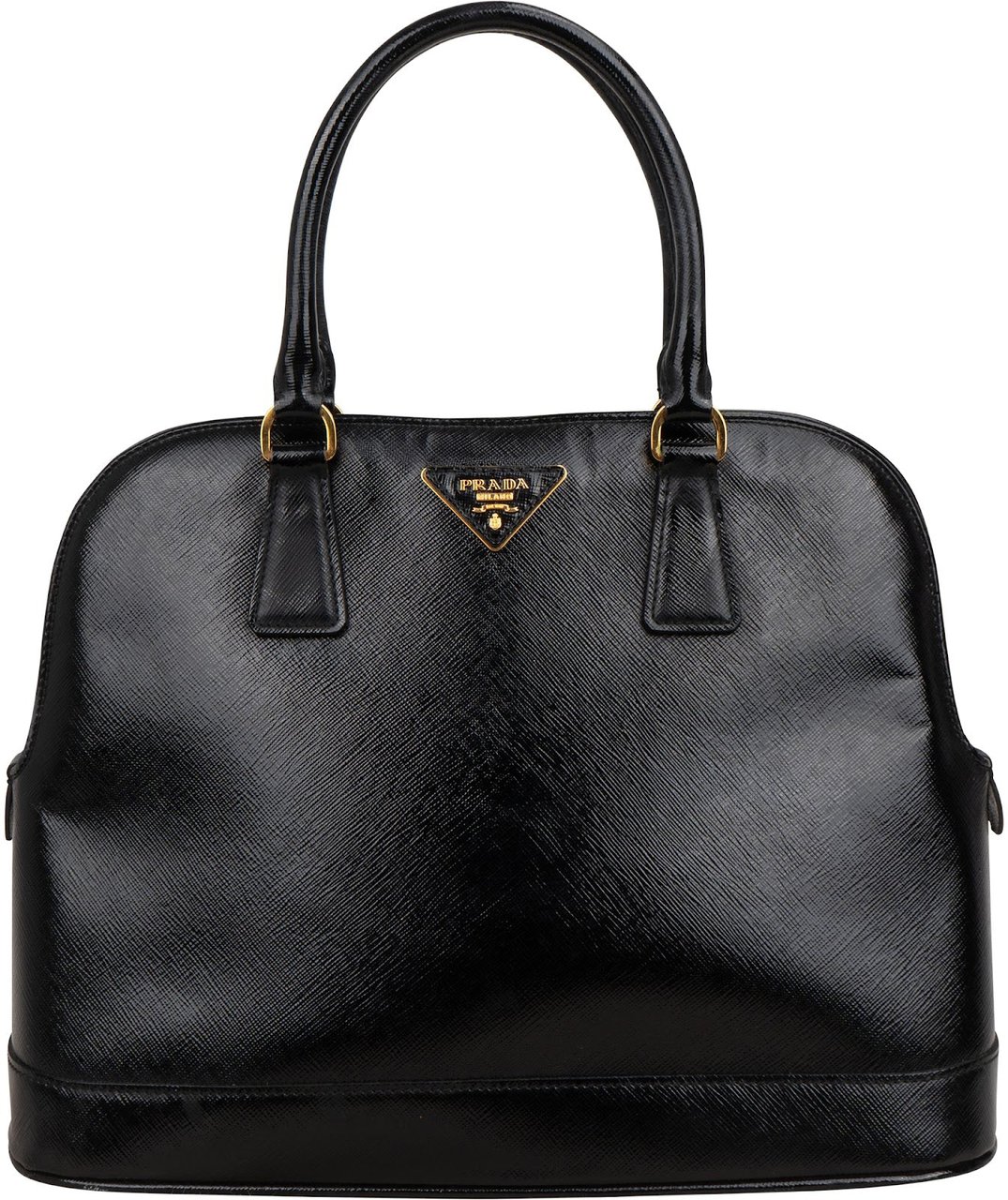 Prada Saffiano Vernis Leather Promenade Handbag Zwart