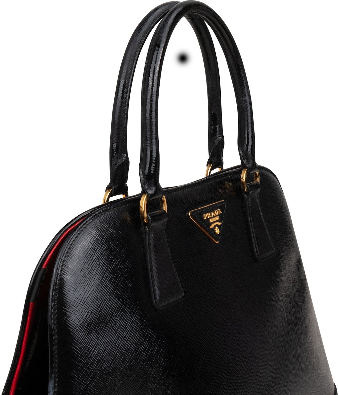 Prada Saffiano Vernis Leather Promenade Handbag Zwart