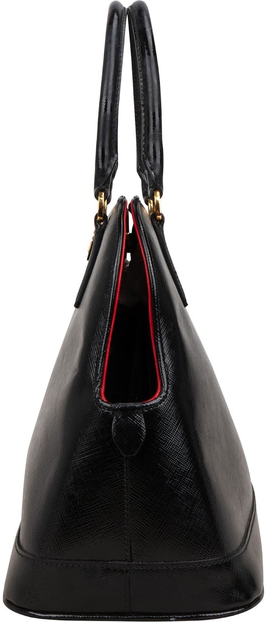 Prada Saffiano Vernis Leather Promenade Handbag Zwart