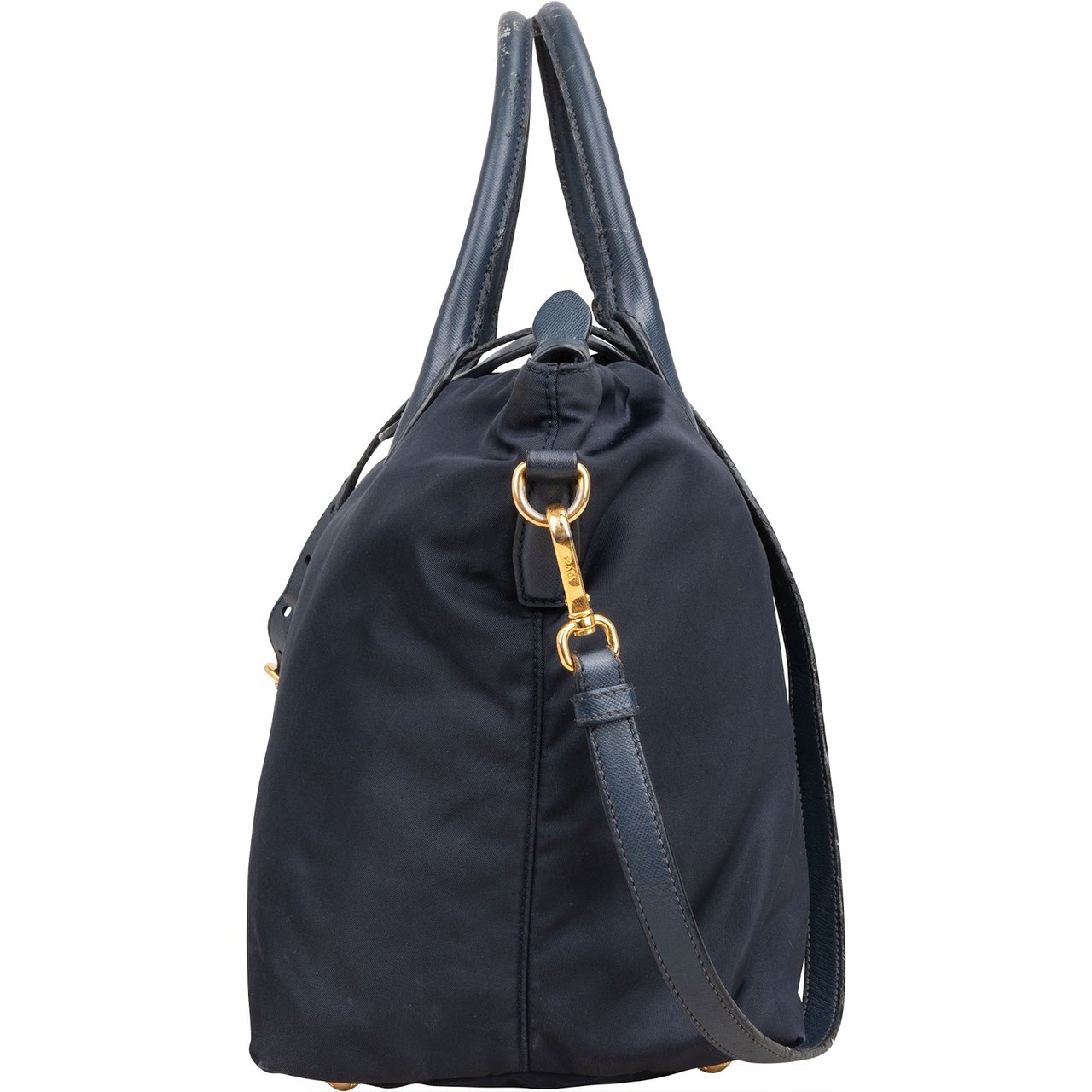 Prada Tessuto Saffiano Leather Tote Handbag Navy