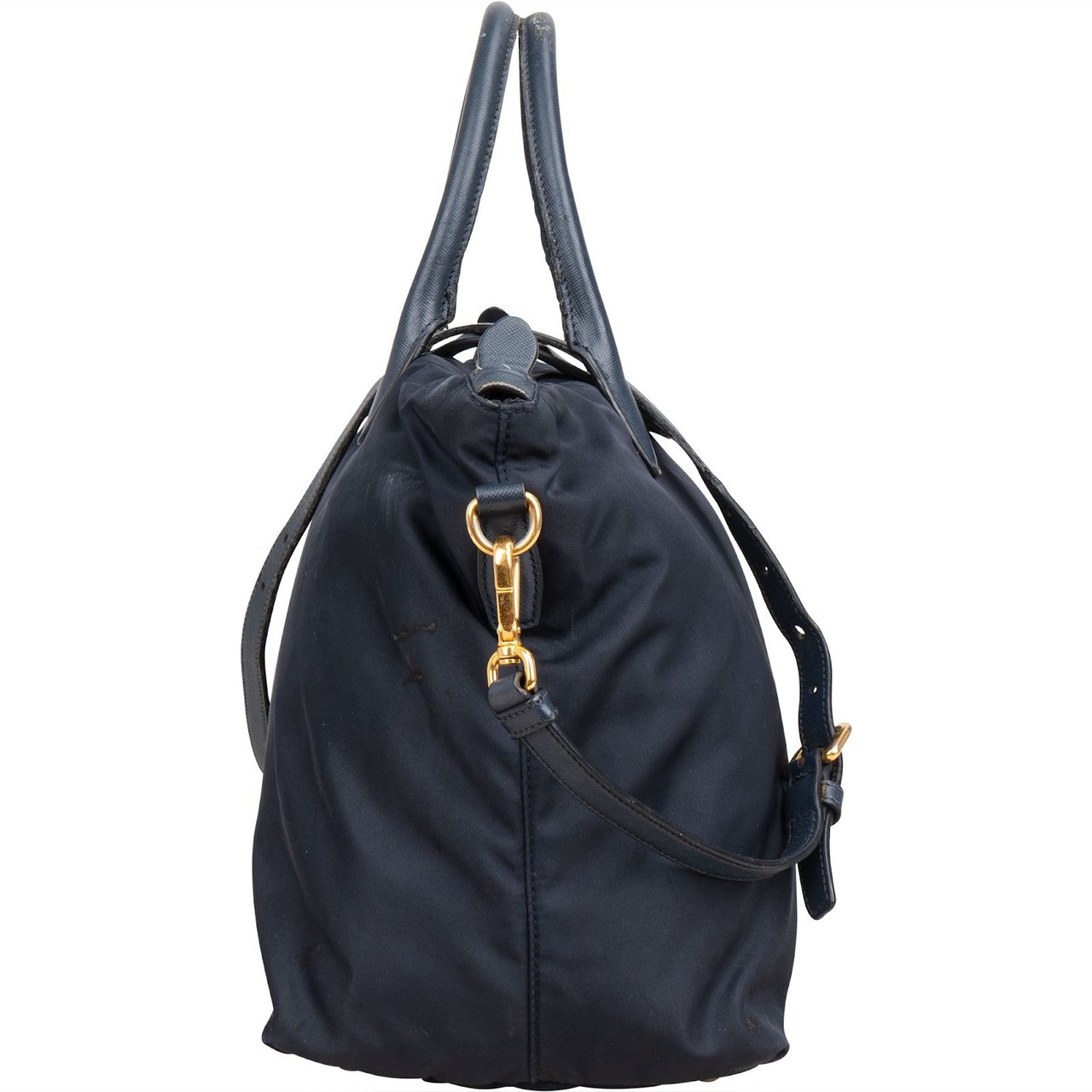 Prada Tessuto Saffiano Leather Tote Handbag Navy