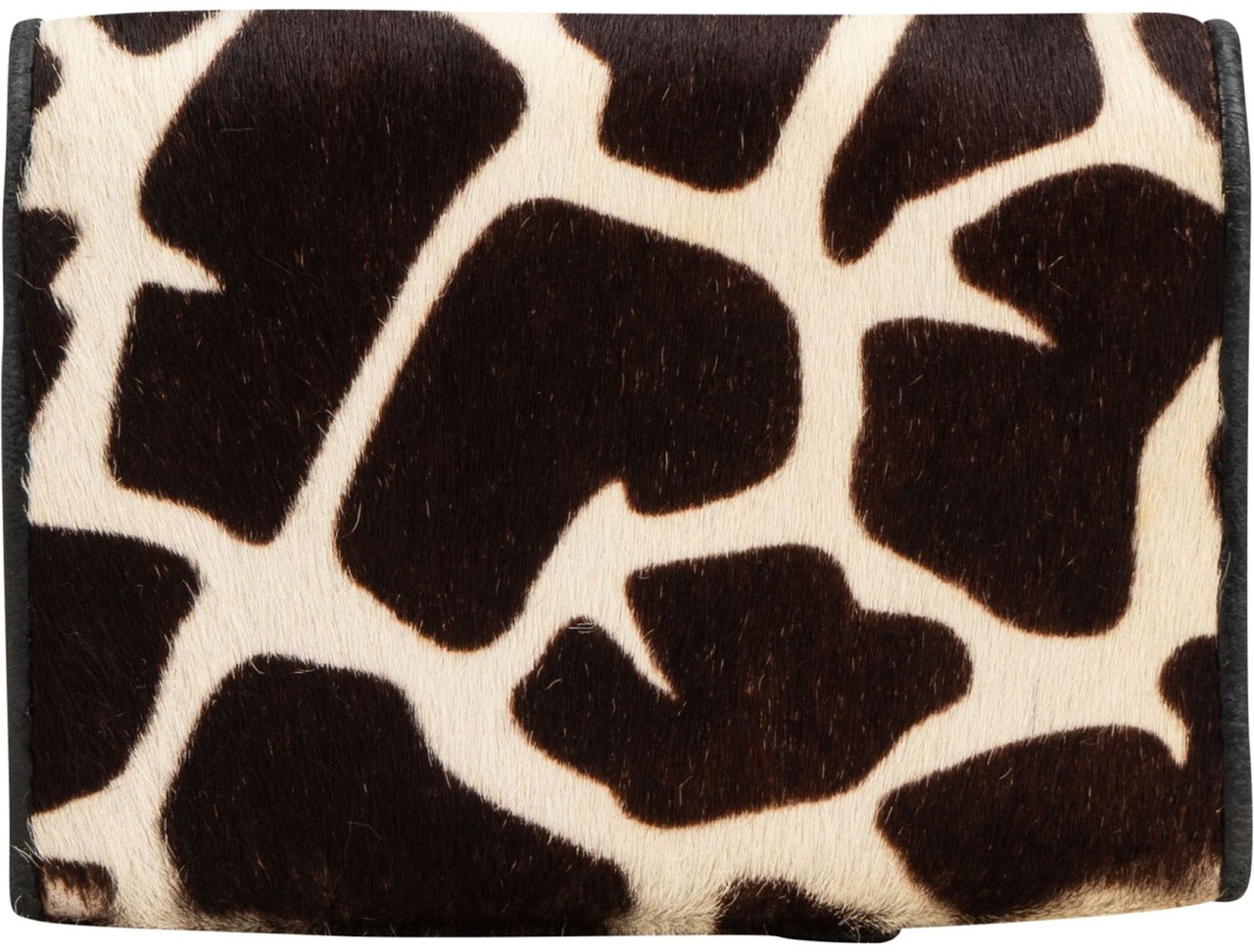 Prada Cavallino Animal Hair Giraffe Print Key Holder Zwart