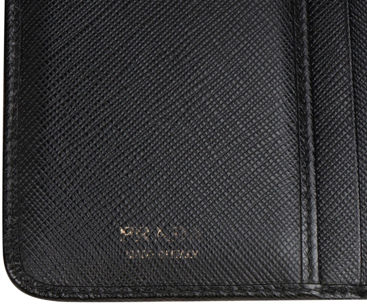 Prada Black Saffiano Leather Compact Wallet Zwart