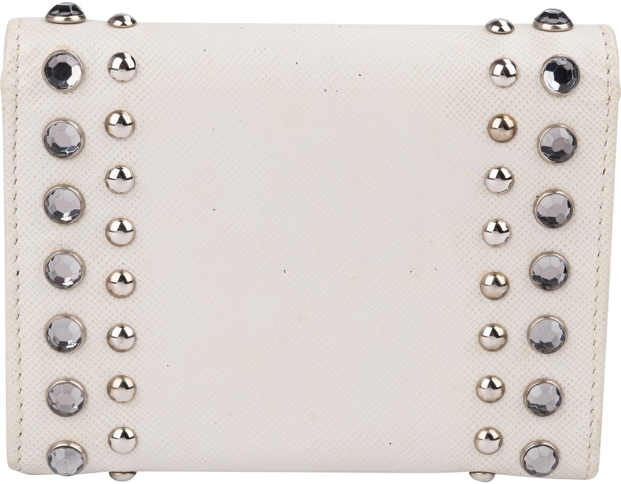 Prada Saffiano Leather Studded Crystal Wallet Divers