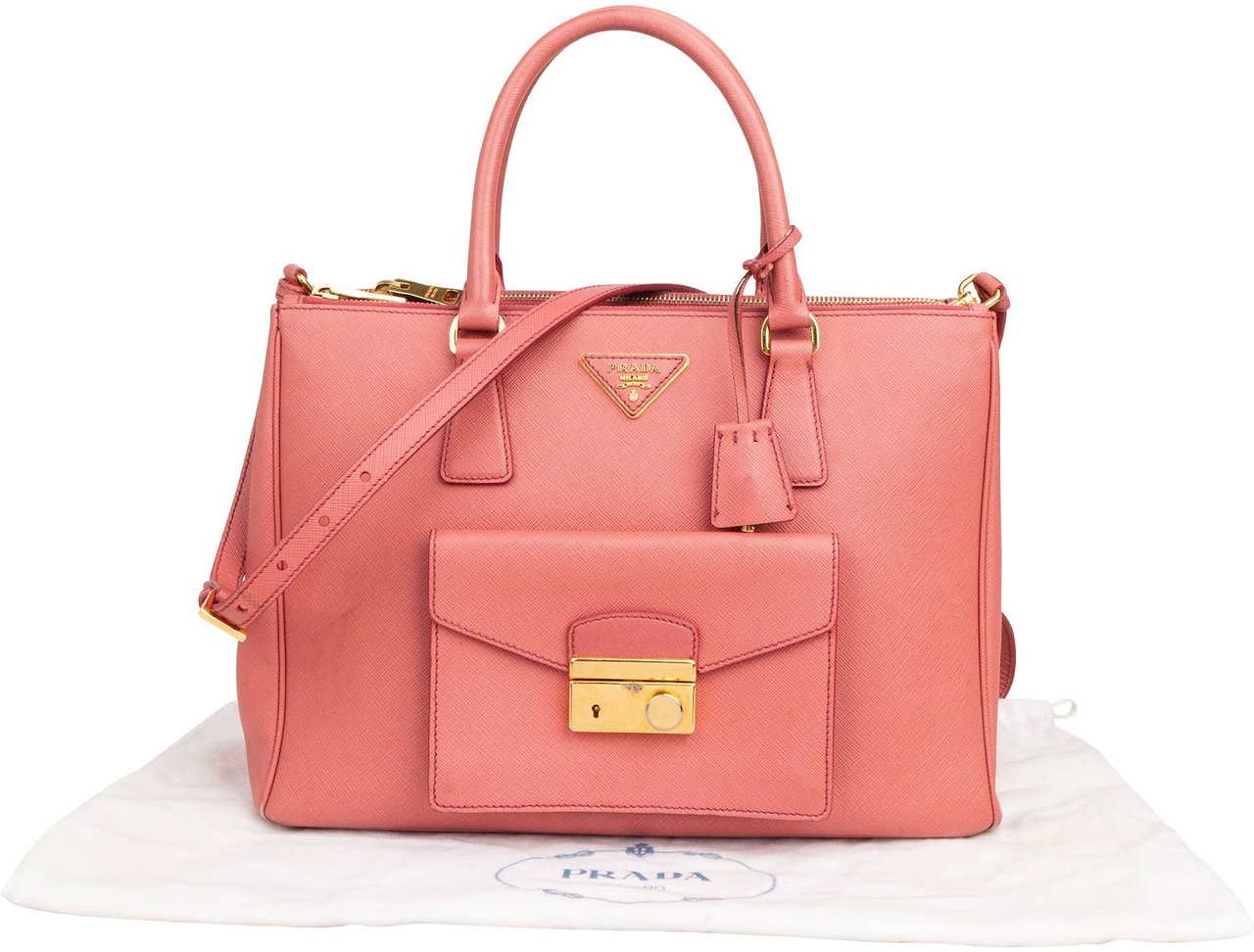 Prada Saffiano Leather Galleria Pocket Handbag Rood