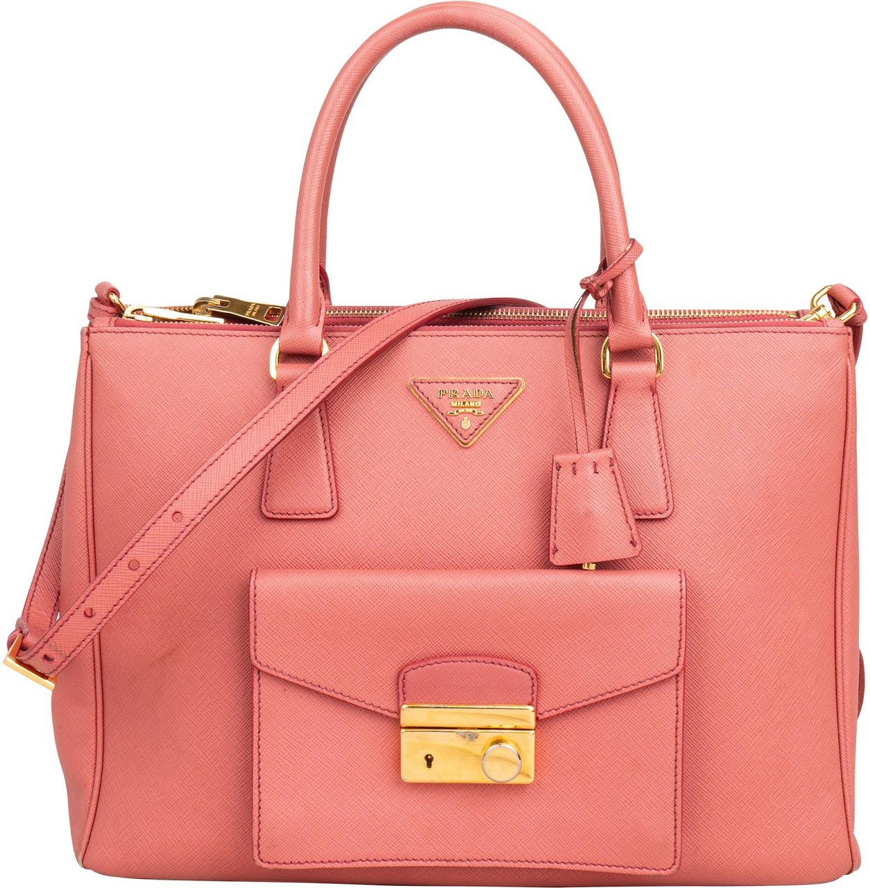 Prada Saffiano Leather Galleria Pocket Handbag Rood