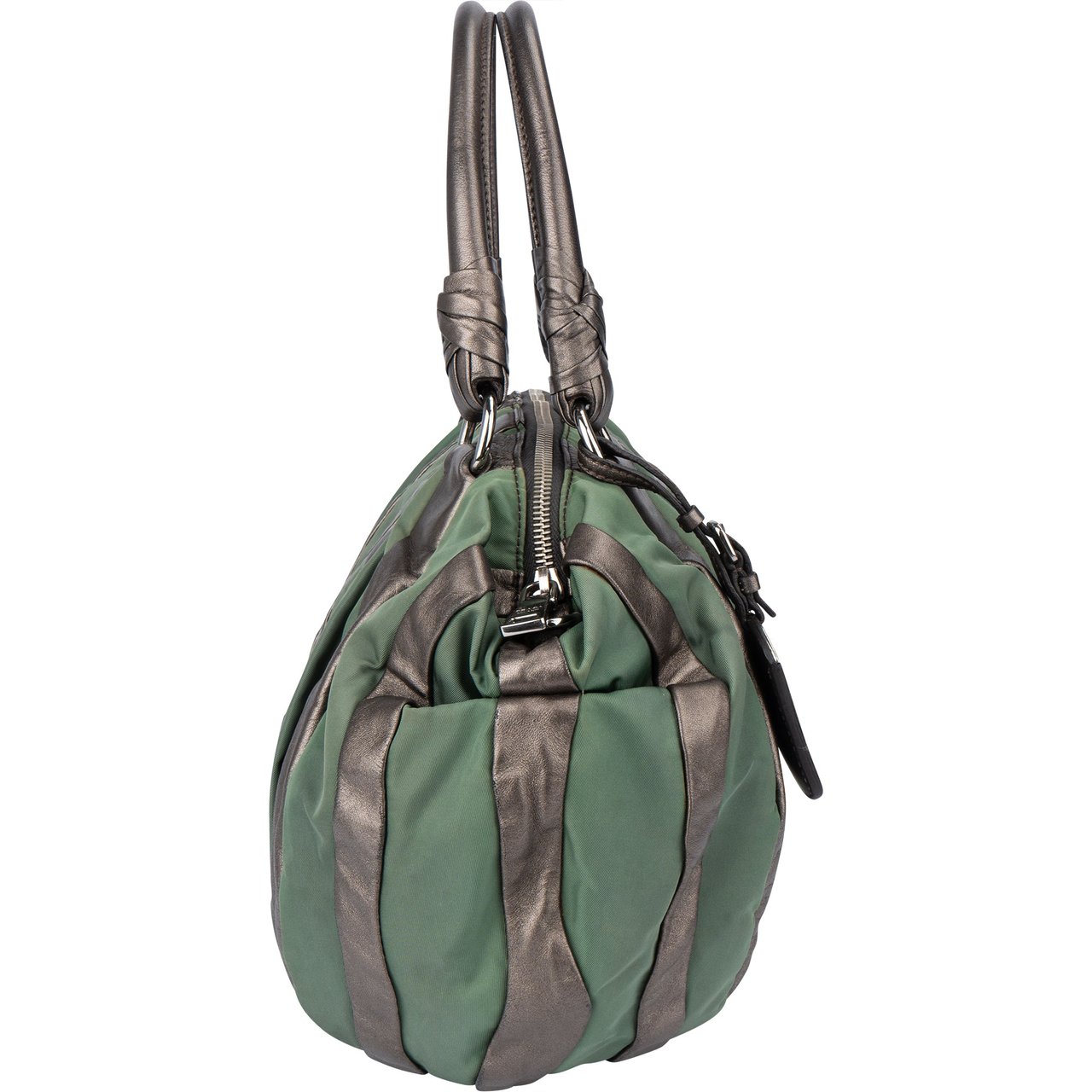 Prada Prada Nylon Leather Stripes Handbag Groen