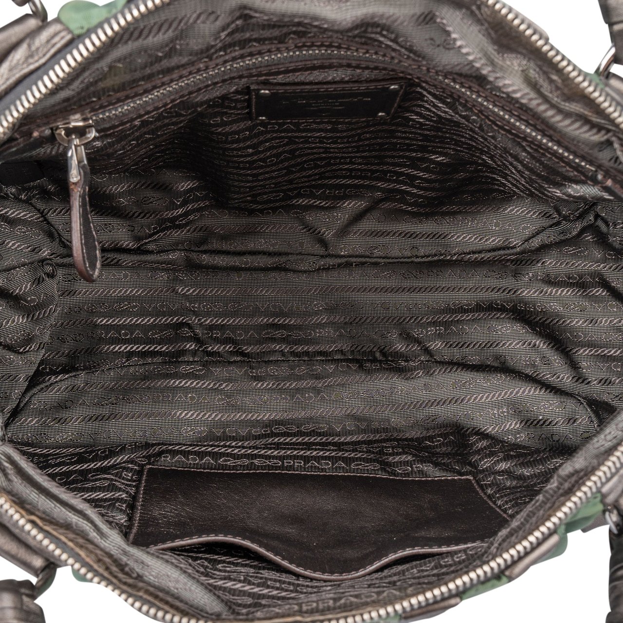 Prada Prada Nylon Leather Stripes Handbag Groen