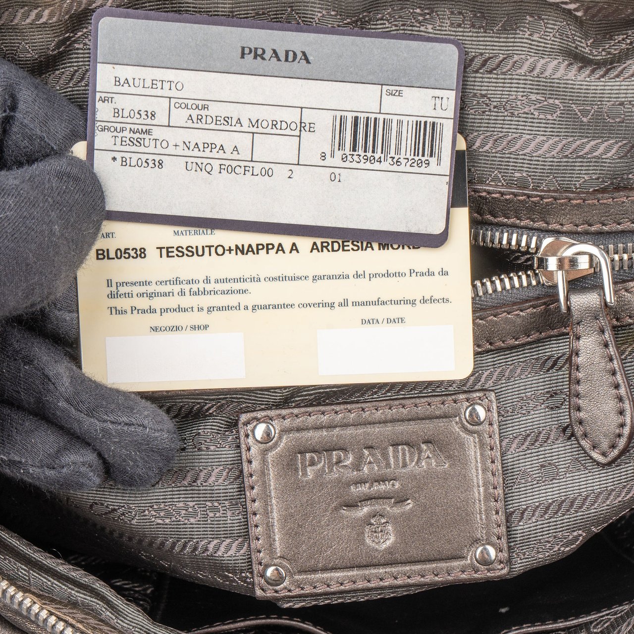 Prada Prada Nylon Leather Stripes Handbag Groen