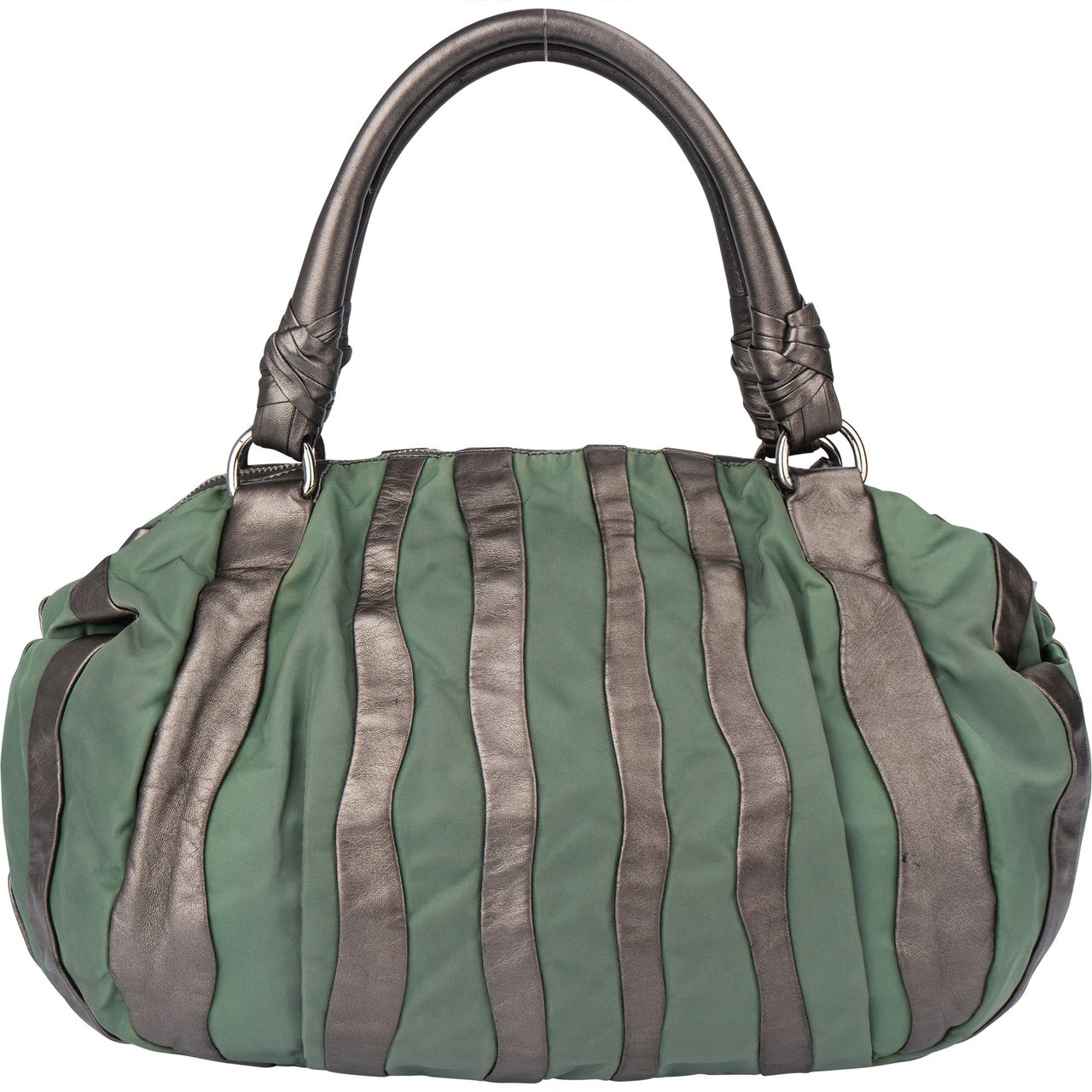 Prada Prada Nylon Leather Stripes Handbag Groen