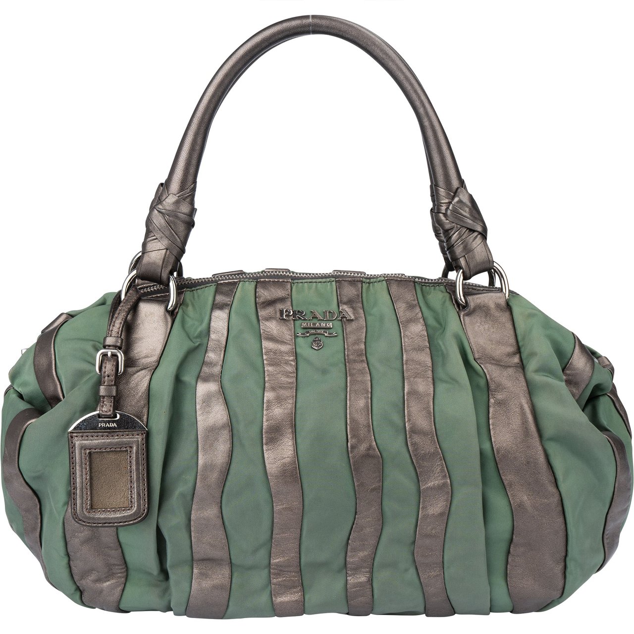 Prada Prada Nylon Leather Stripes Handbag Groen