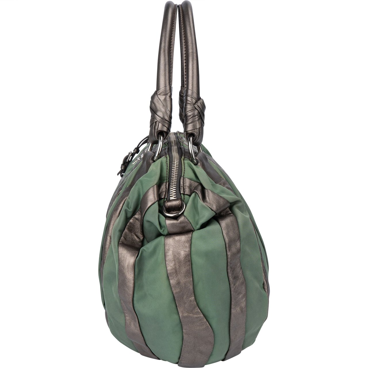 Prada Prada Nylon Leather Stripes Handbag Groen