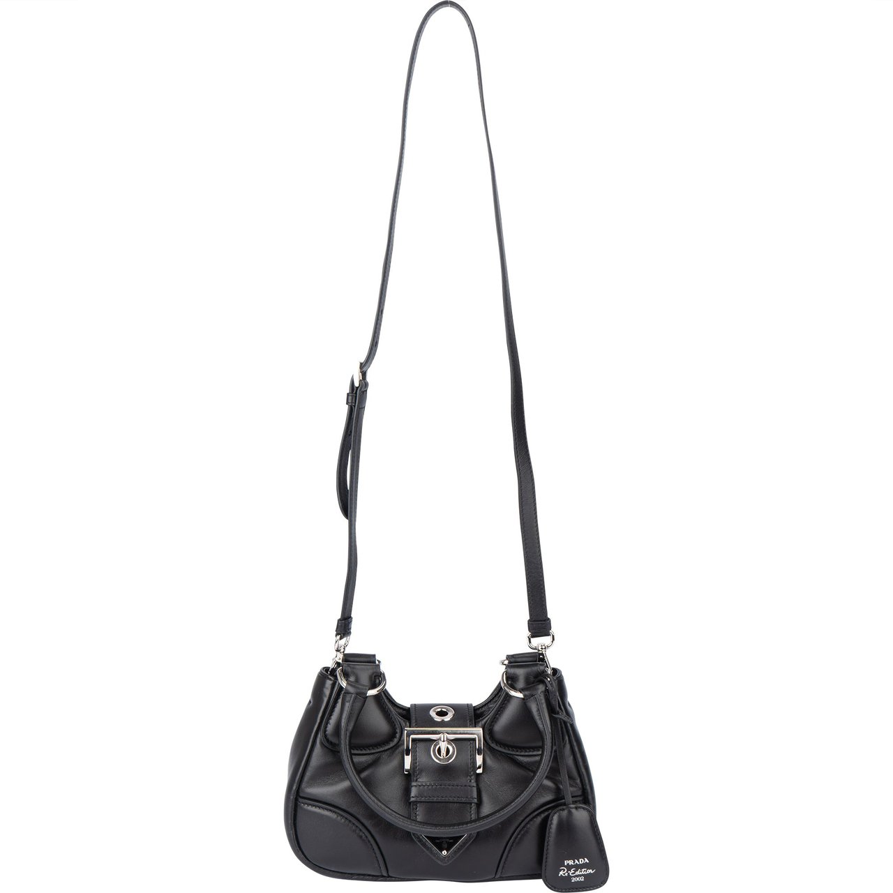 Prada Prada Soft Leather Moon Mini Handbag Zwart