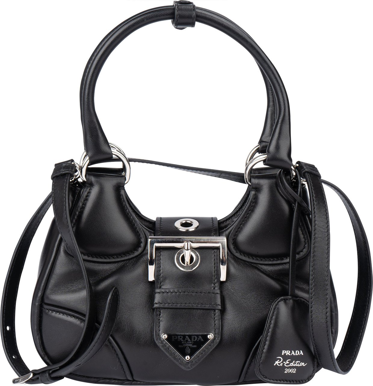 Prada Prada Soft Leather Moon Mini Handbag Zwart