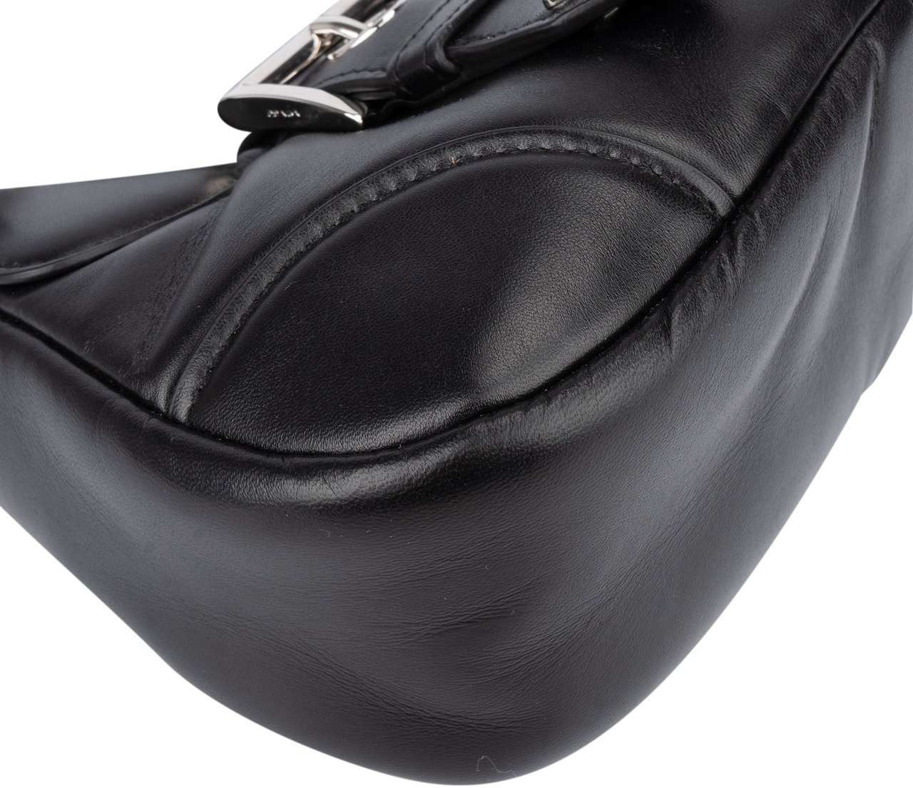 Prada Prada Soft Leather Moon Mini Handbag Zwart
