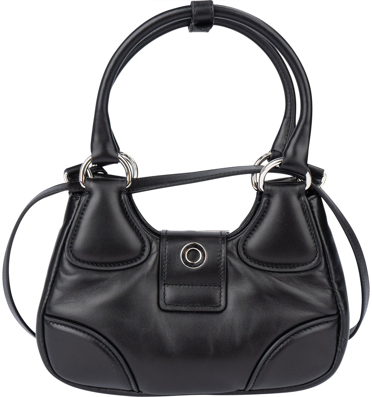 Prada Prada Soft Leather Moon Mini Handbag Zwart