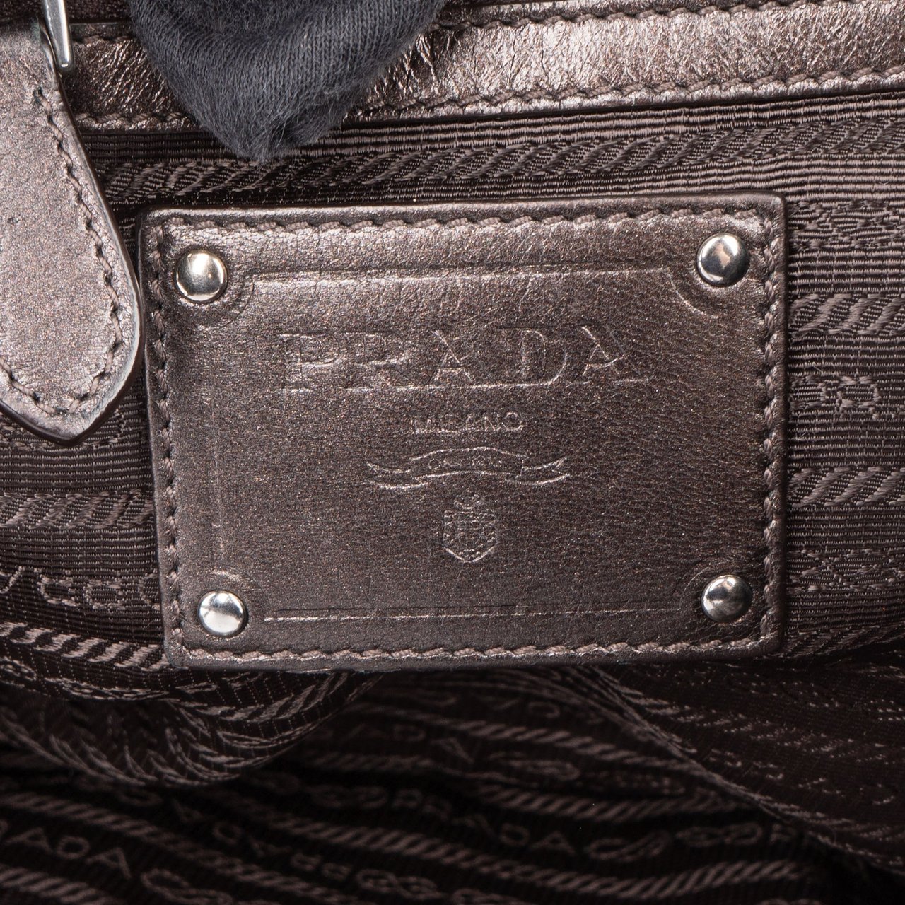 Prada Prada Metallic Nappa Leather Handbag Bruin