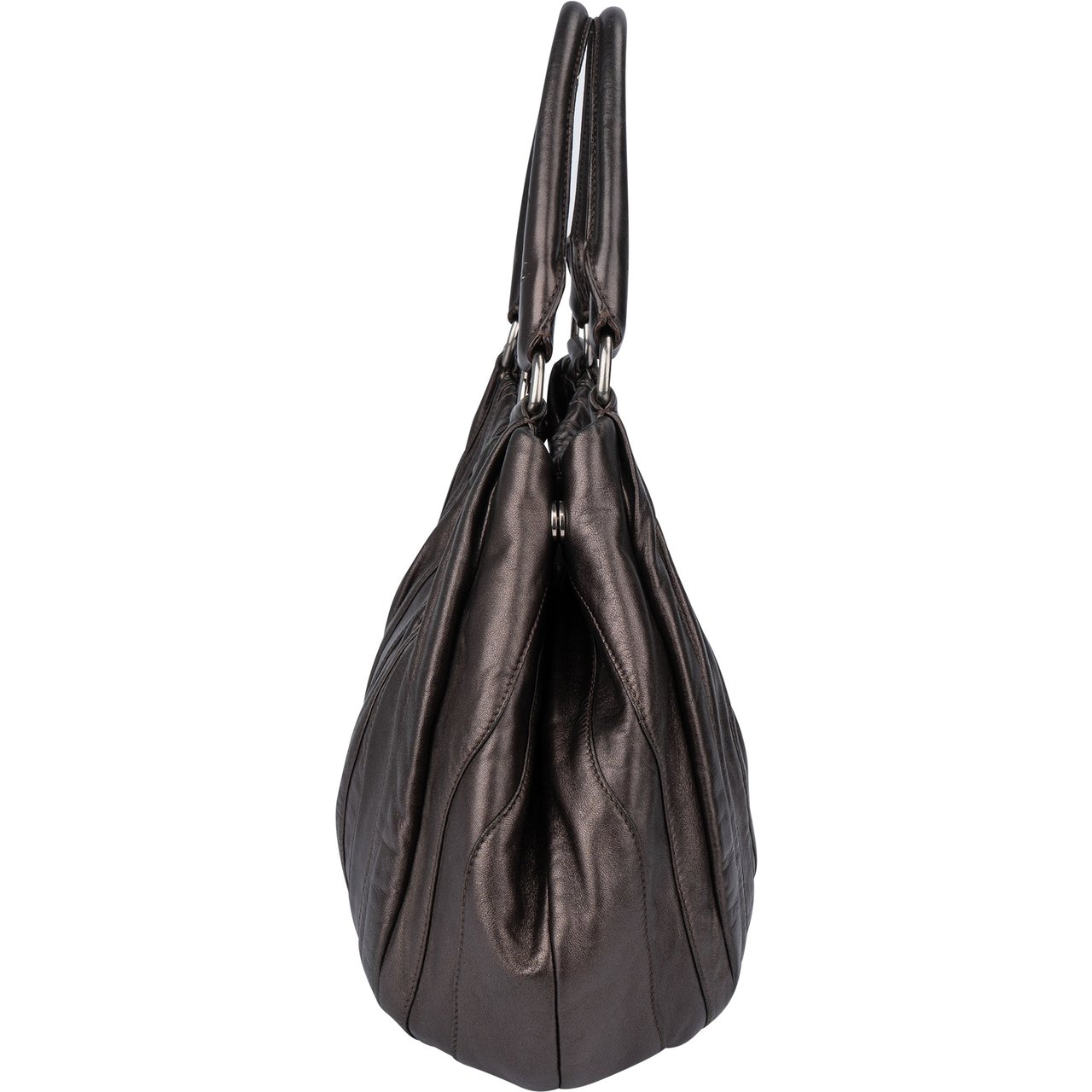 Prada Prada Metallic Nappa Leather Handbag Bruin