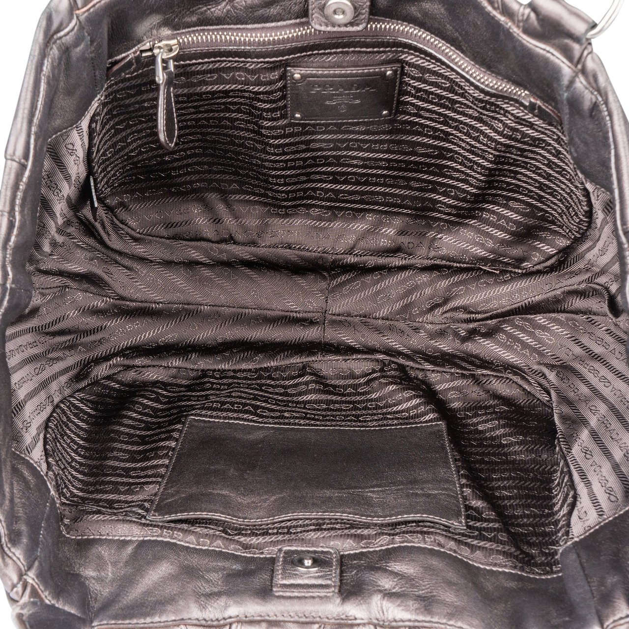 Prada Prada Metallic Nappa Leather Handbag Bruin