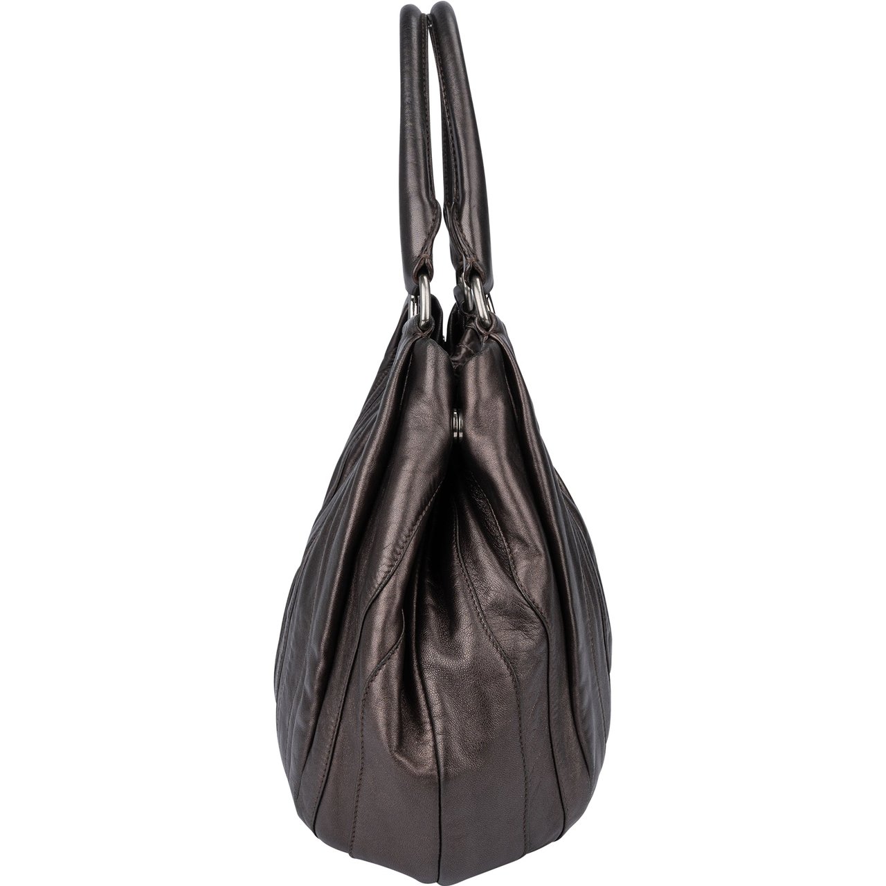 Prada Prada Metallic Nappa Leather Handbag Bruin