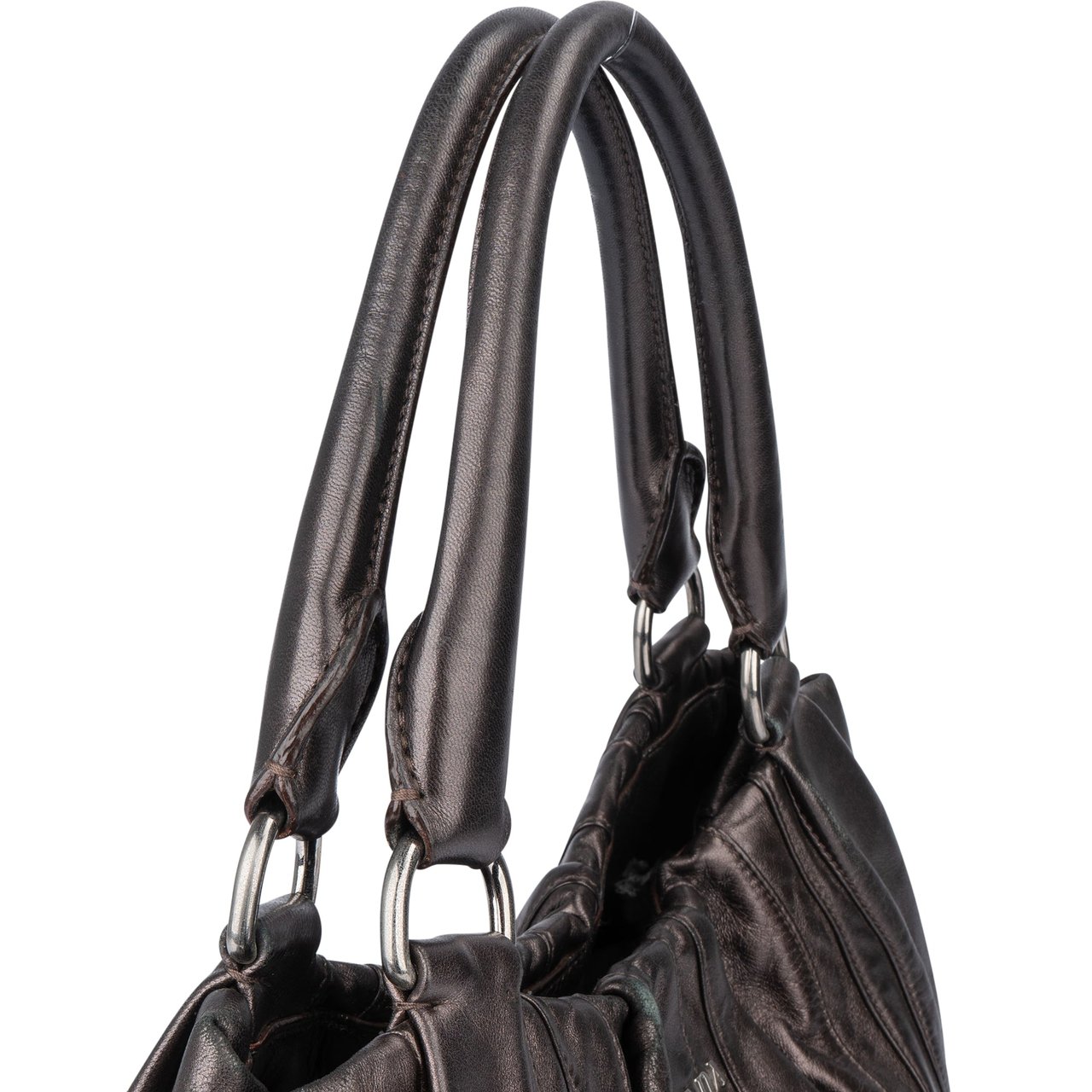 Prada Prada Metallic Nappa Leather Handbag Bruin