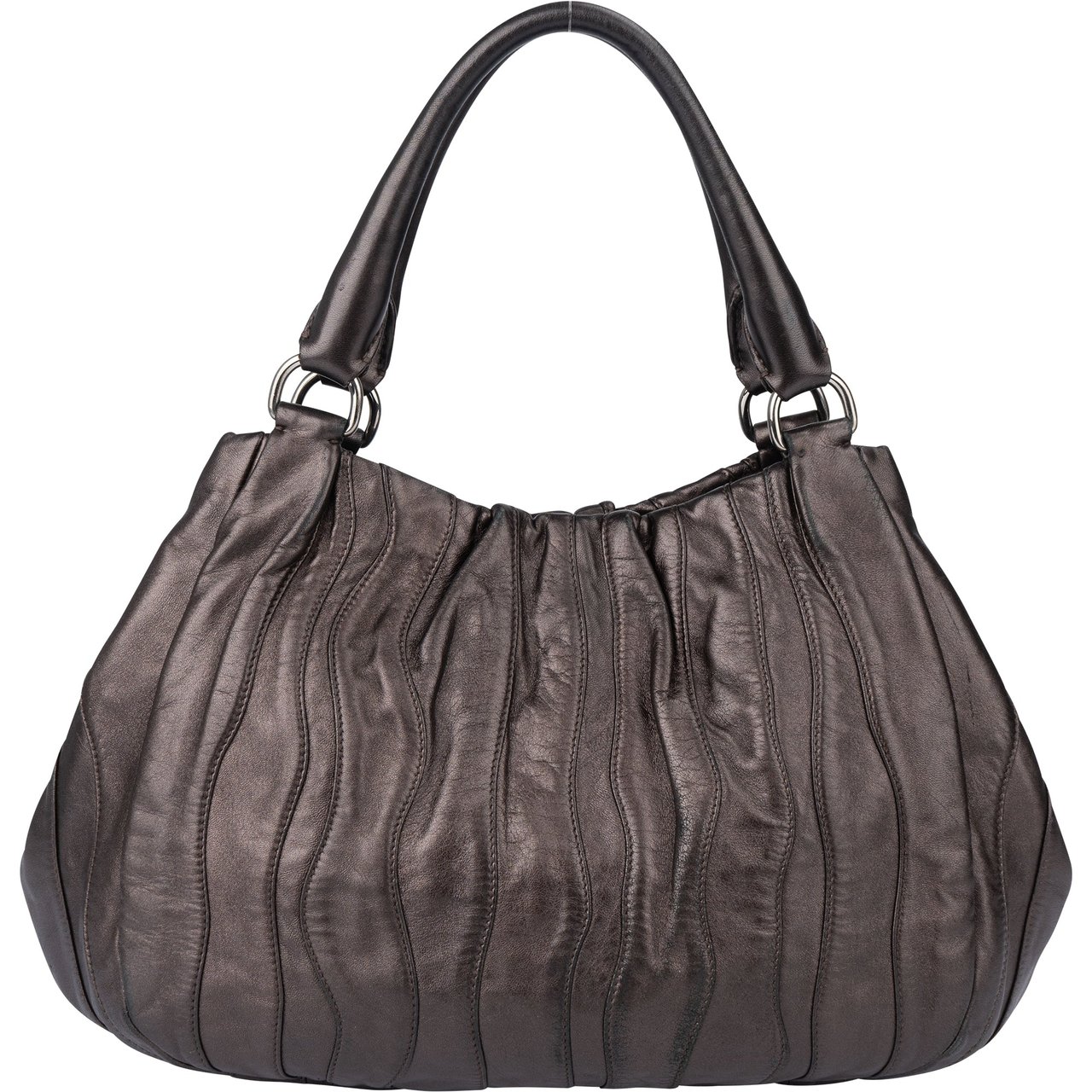 Prada Prada Metallic Nappa Leather Handbag Bruin