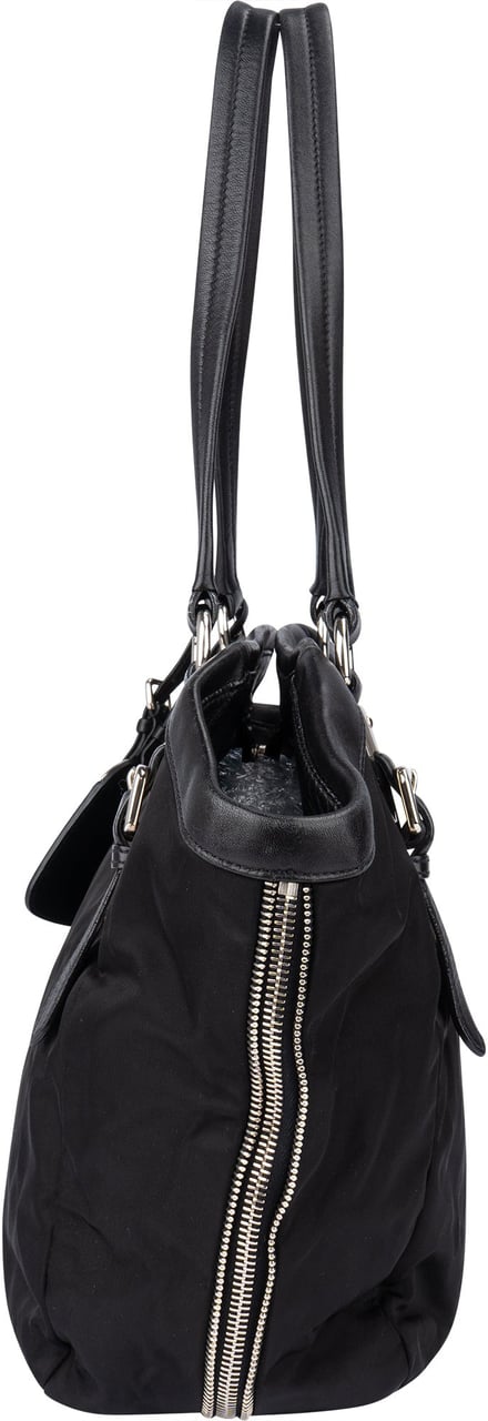 Prada Black Tessuto Zipper Handbag Zwart