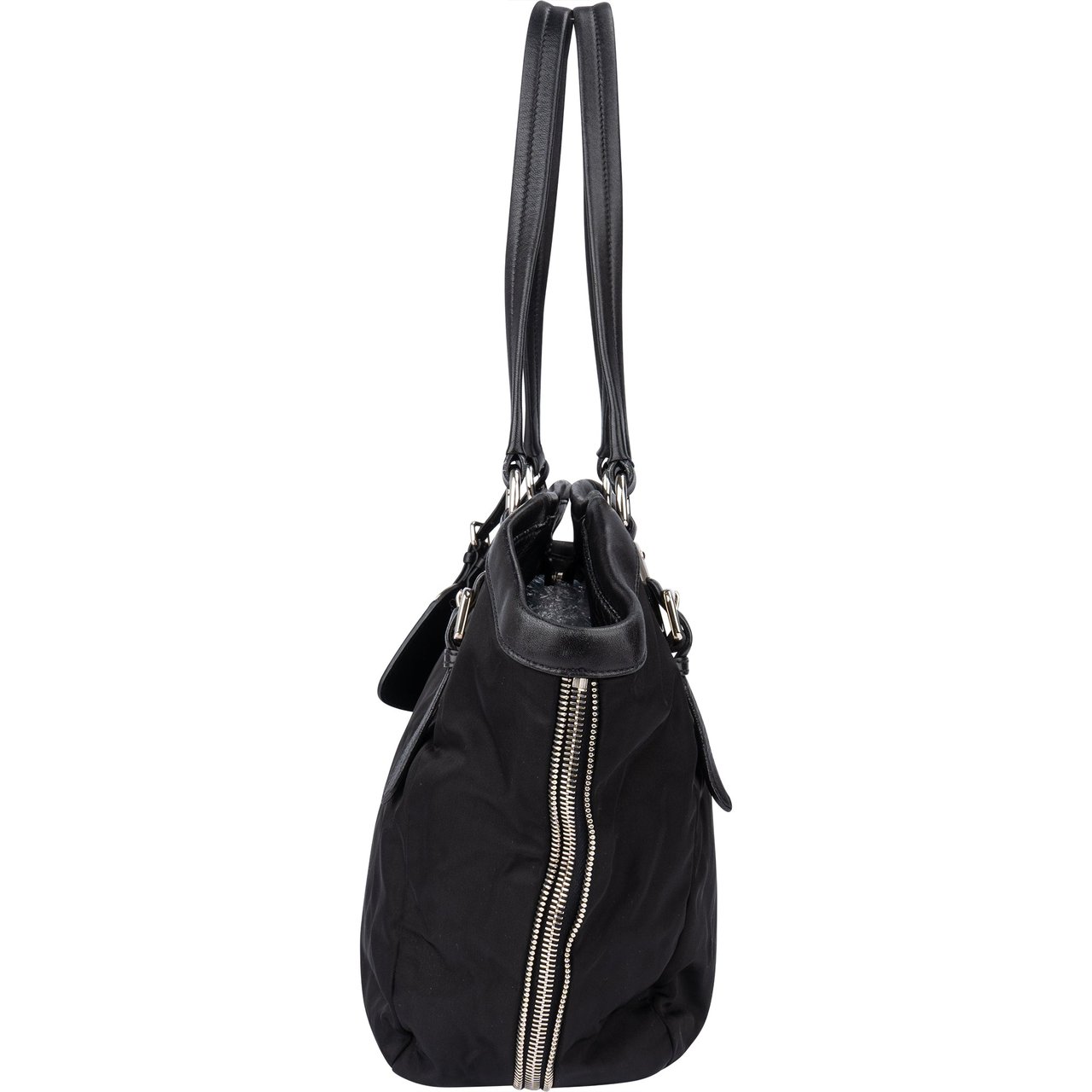 Prada Prada Black Tessuto Zipper Handbag Zwart