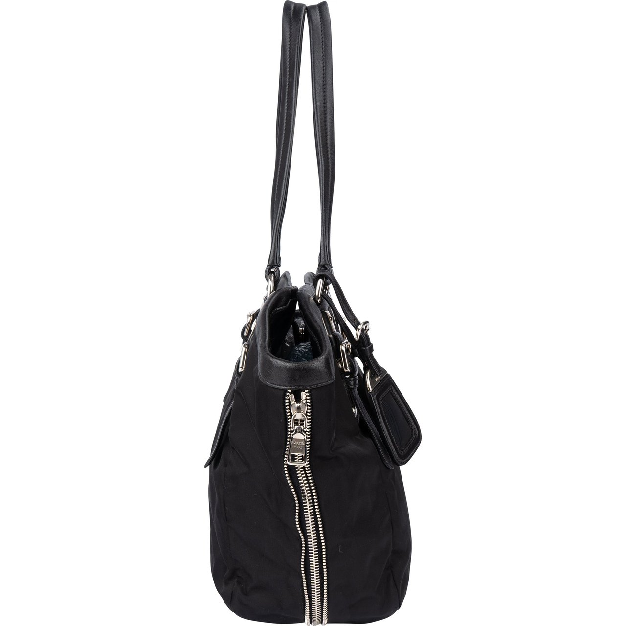 Prada Prada Black Tessuto Zipper Handbag Zwart