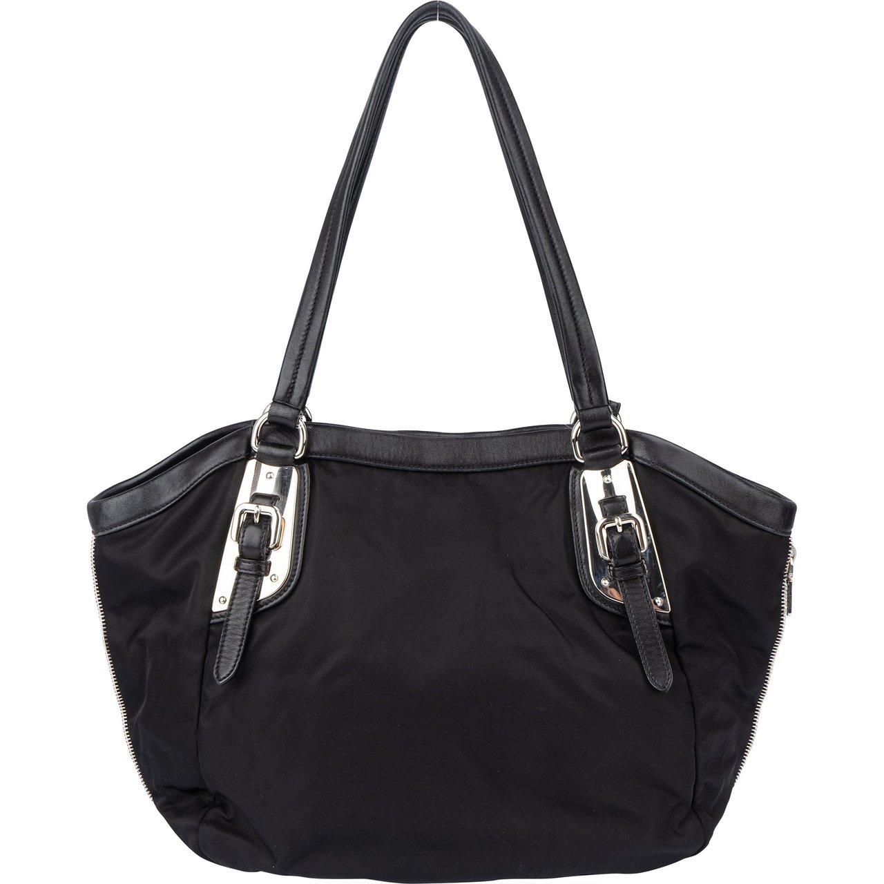 Prada Prada Black Tessuto Zipper Handbag Zwart
