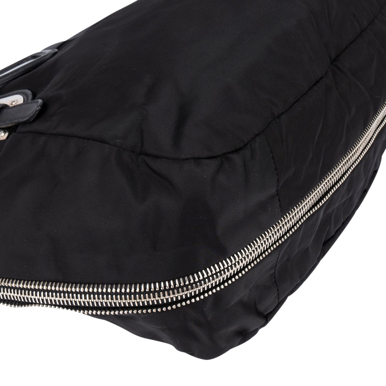 Prada Prada Black Tessuto Zipper Handbag Zwart