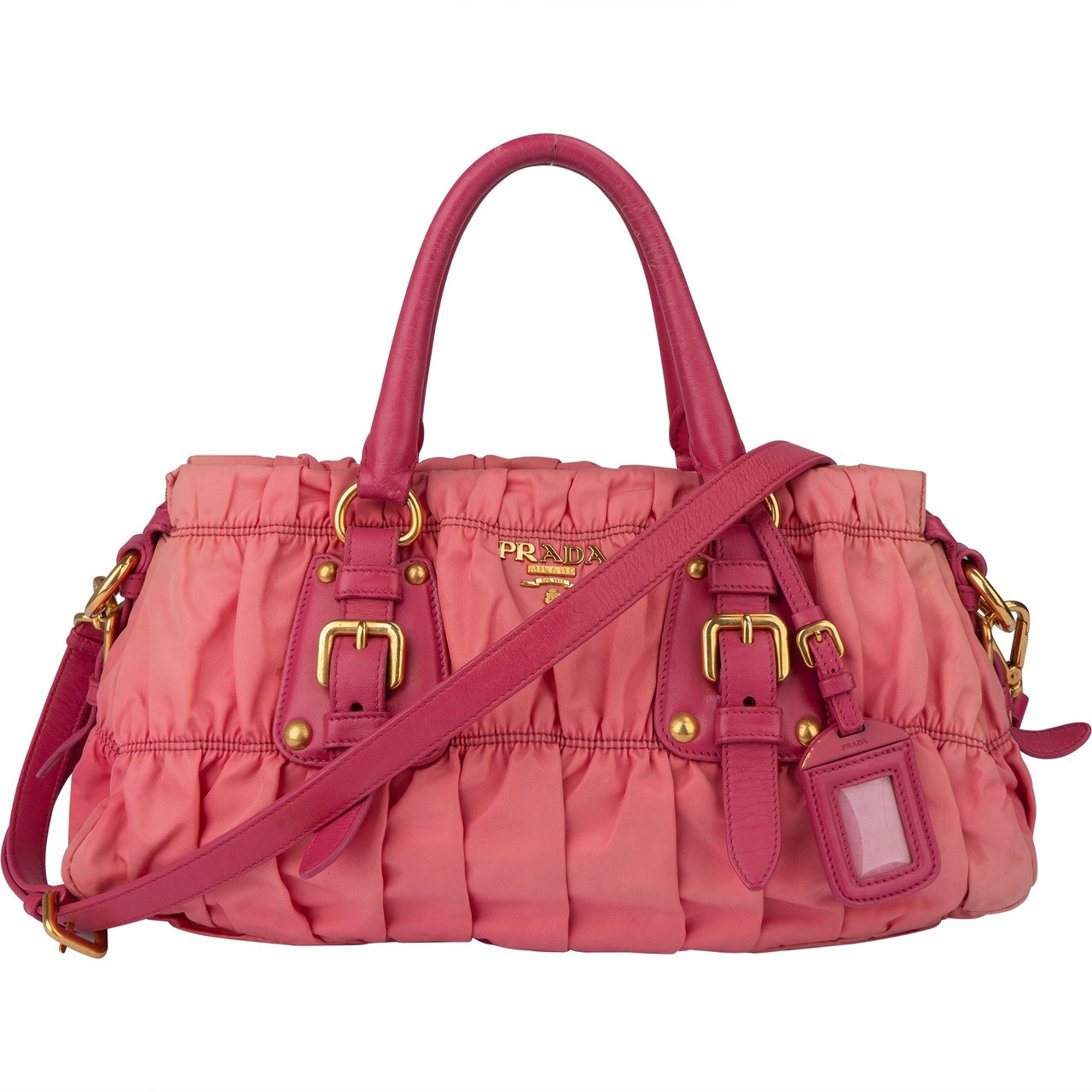 Prada Prada Pink Quilted Nylon City Handbag Roze