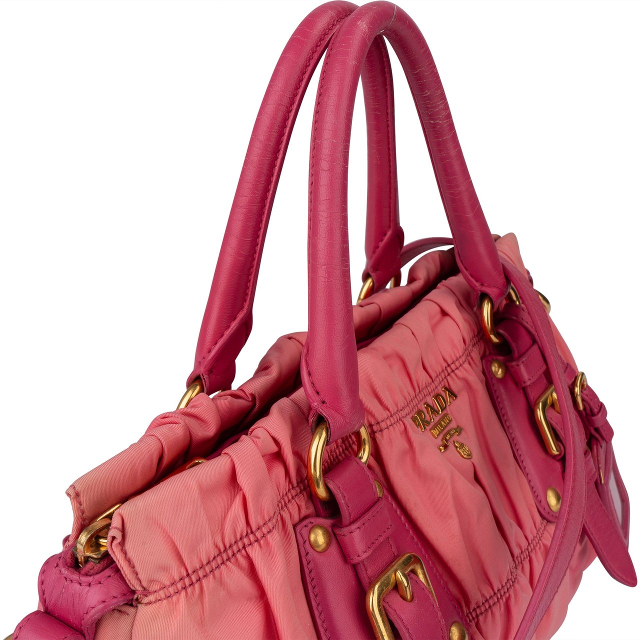 Prada Prada Pink Quilted Nylon City Handbag Roze