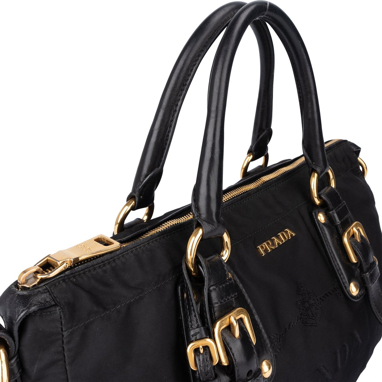 Prada Prada Black Nylon City Handbag Zwart
