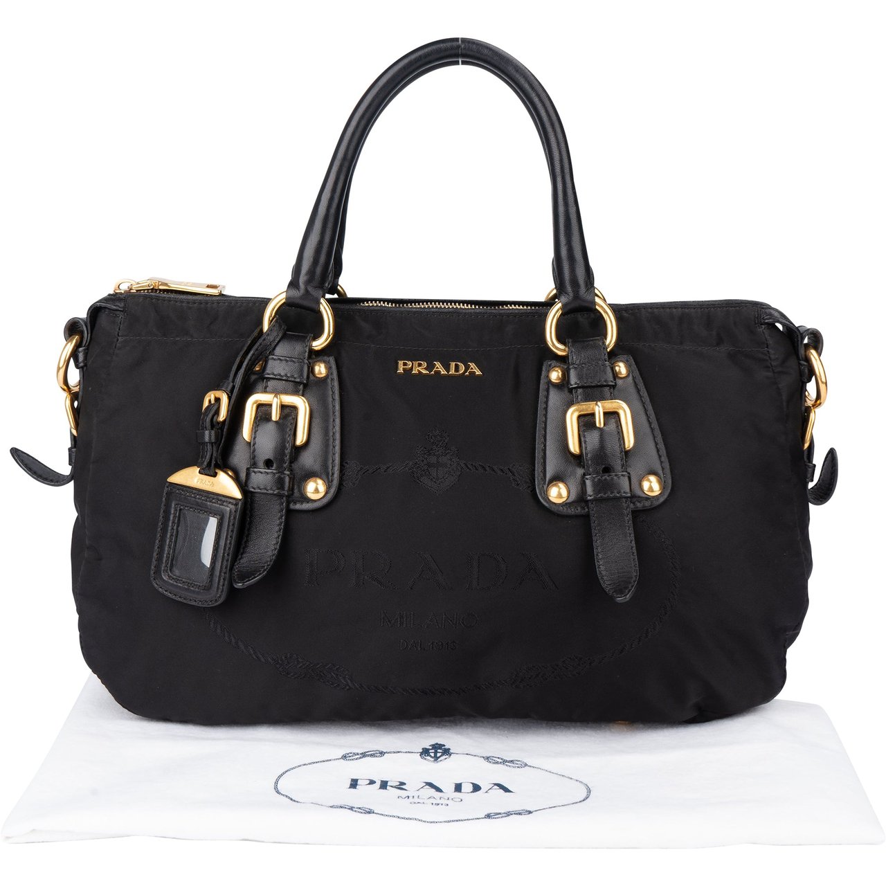 Prada Prada Black Nylon City Handbag Zwart