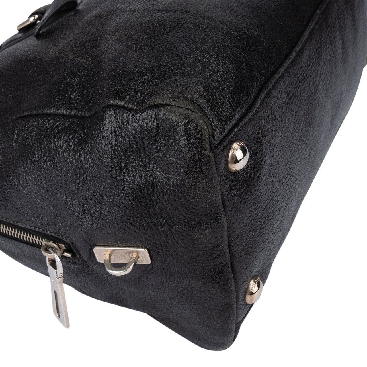 Prada Prada Shimering Leather City Handbag Zwart