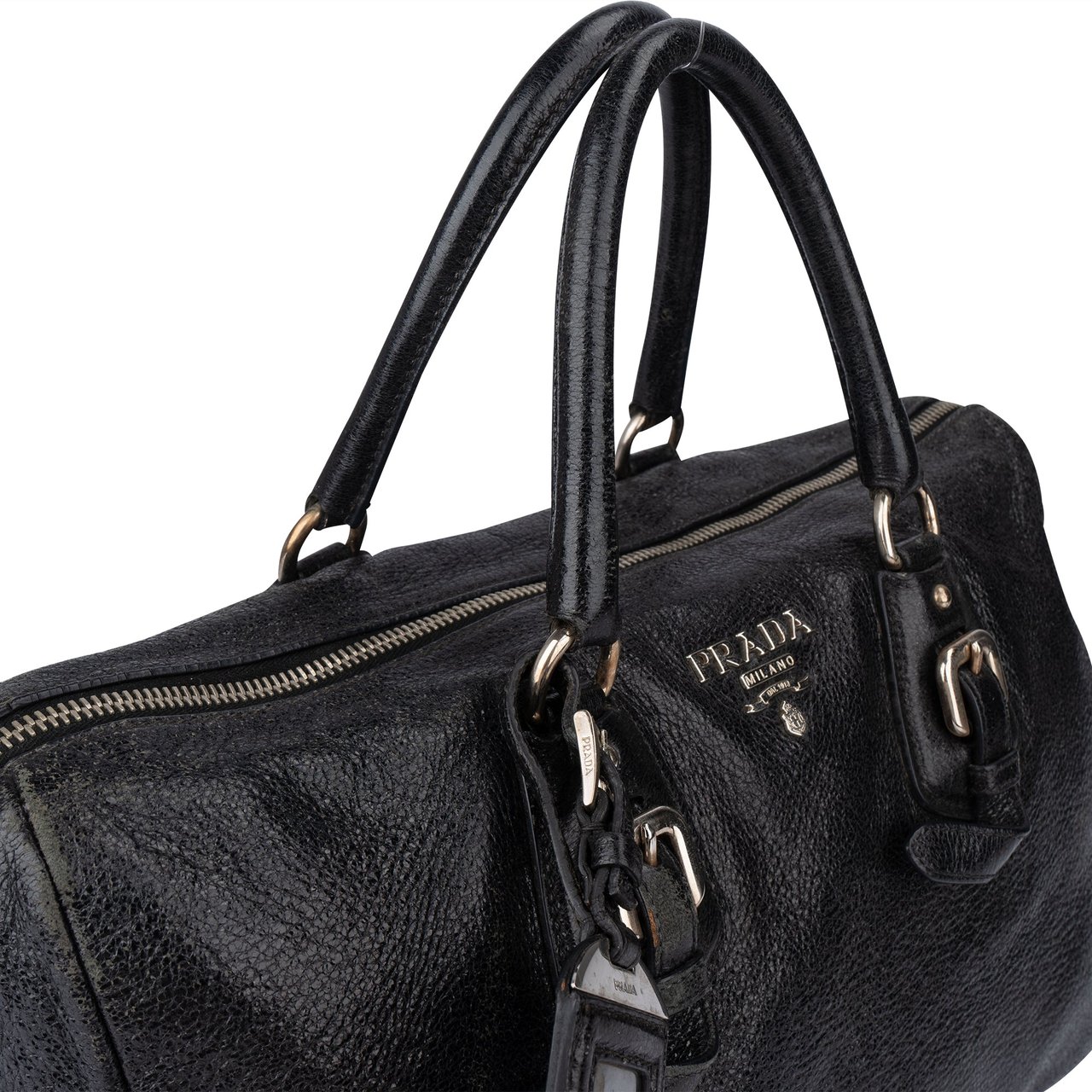 Prada Prada Shimering Leather City Handbag Zwart