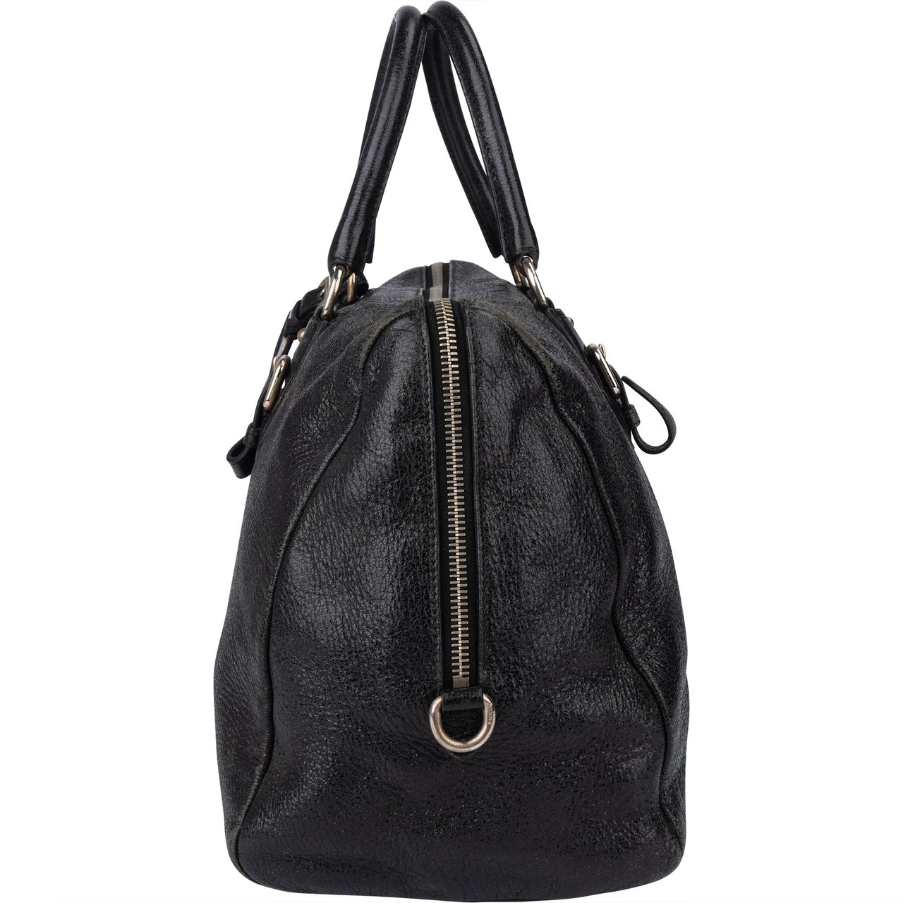 Prada Prada Shimering Leather City Handbag Zwart