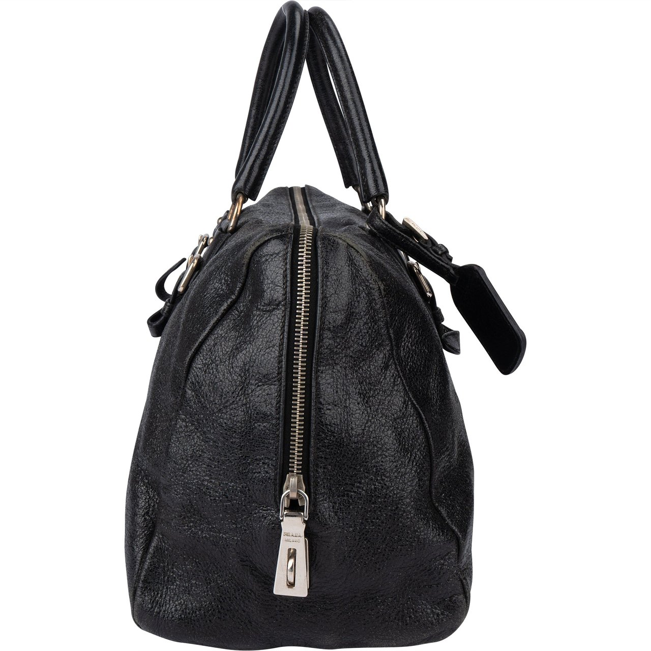 Prada Prada Shimering Leather City Handbag Zwart