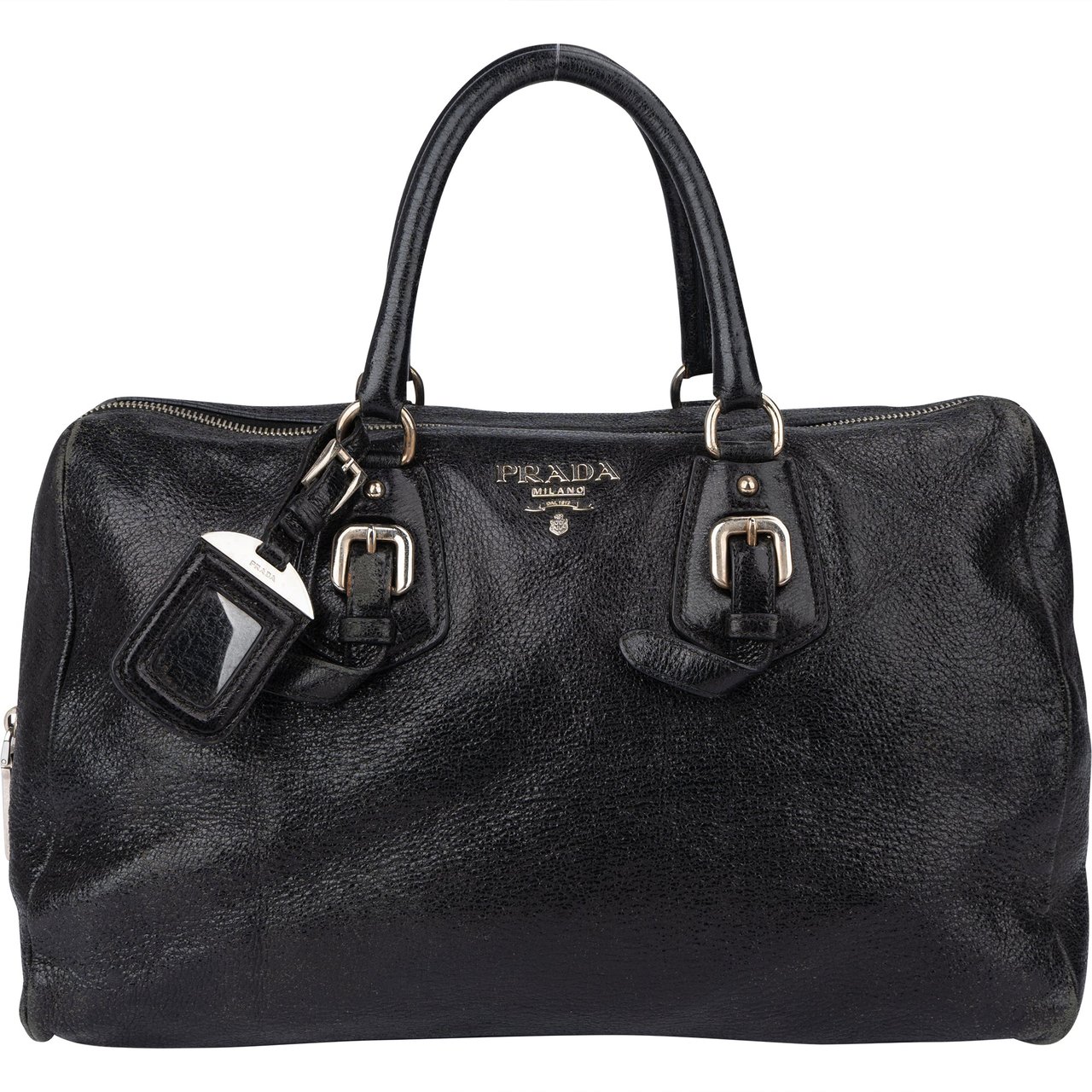 Prada Prada Shimering Leather City Handbag Zwart