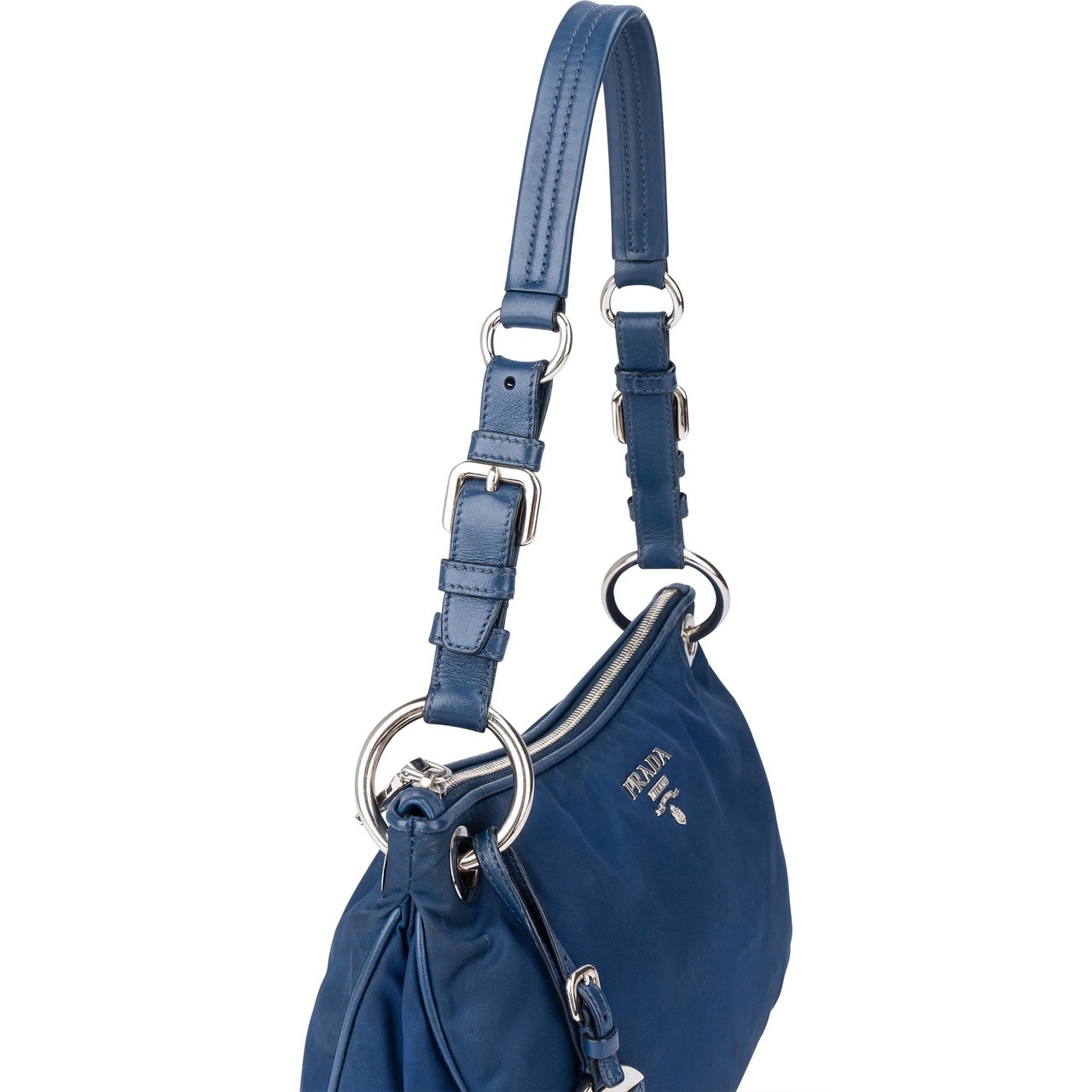 Prada Prada Blue Nylon City Shoulder Bag Blauw