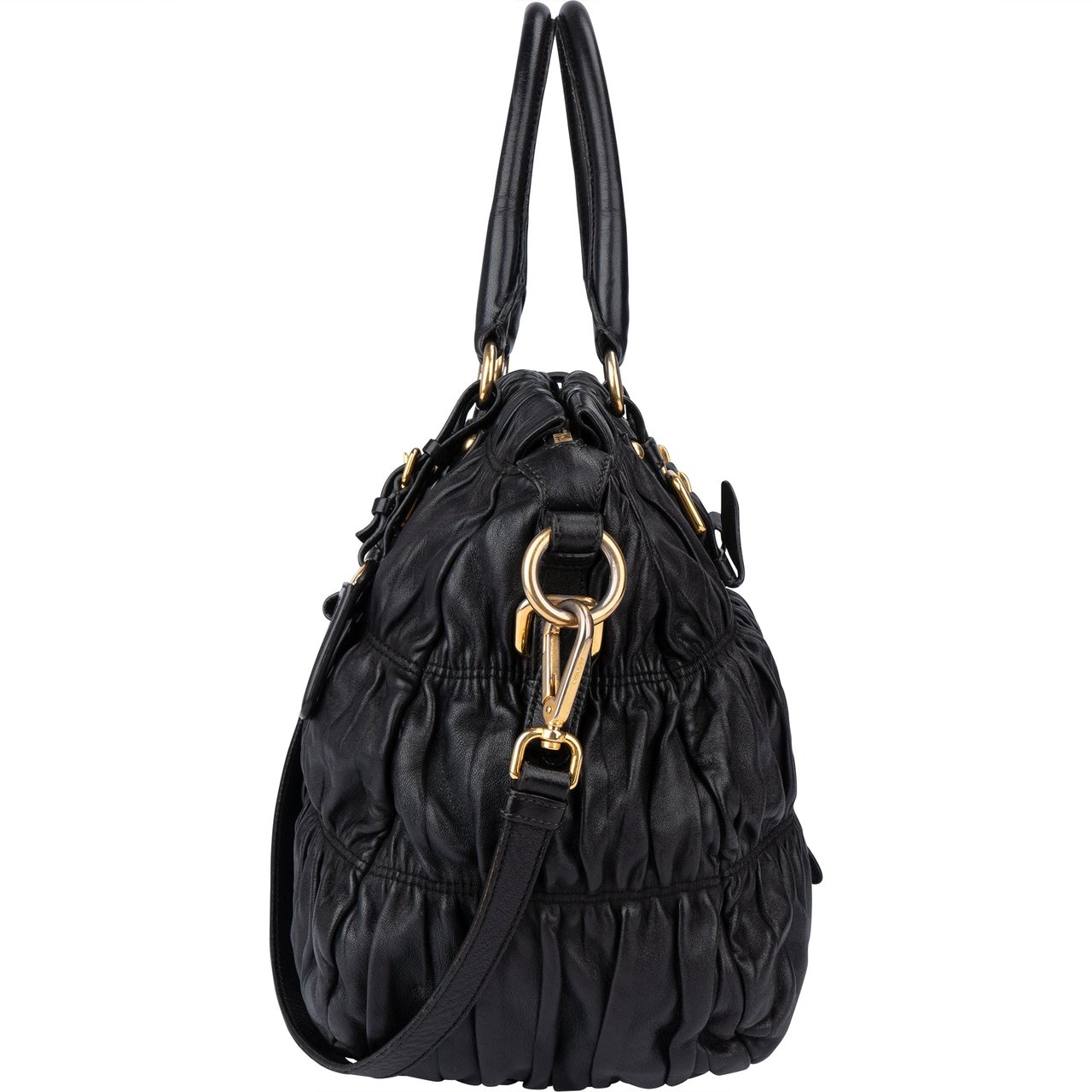 Prada Prada Quilted Leather City Handbag Zwart