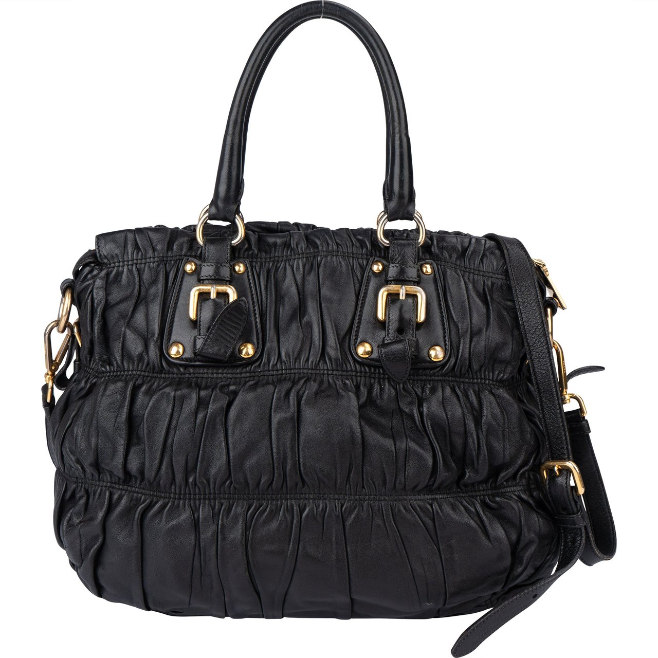 Prada Prada Quilted Leather City Handbag Zwart