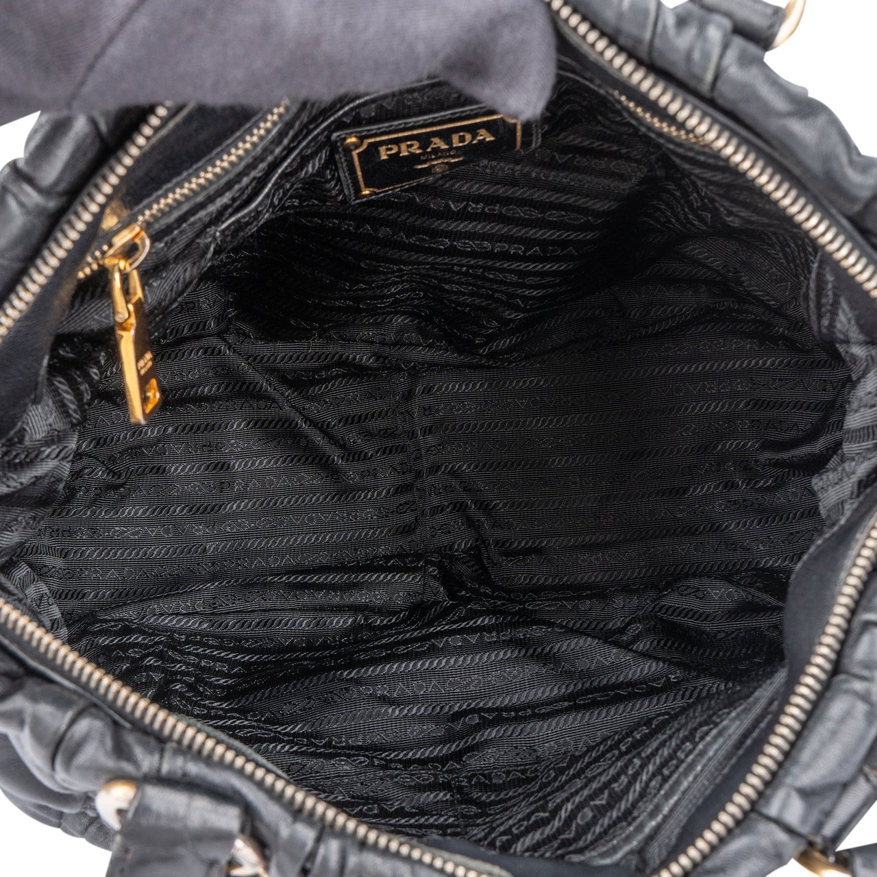 Prada Prada Quilted Leather City Handbag Zwart