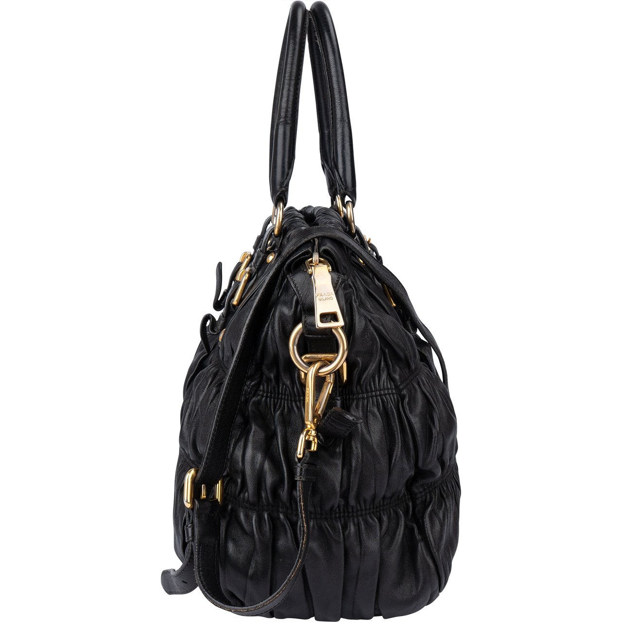 Prada Prada Quilted Leather City Handbag Zwart