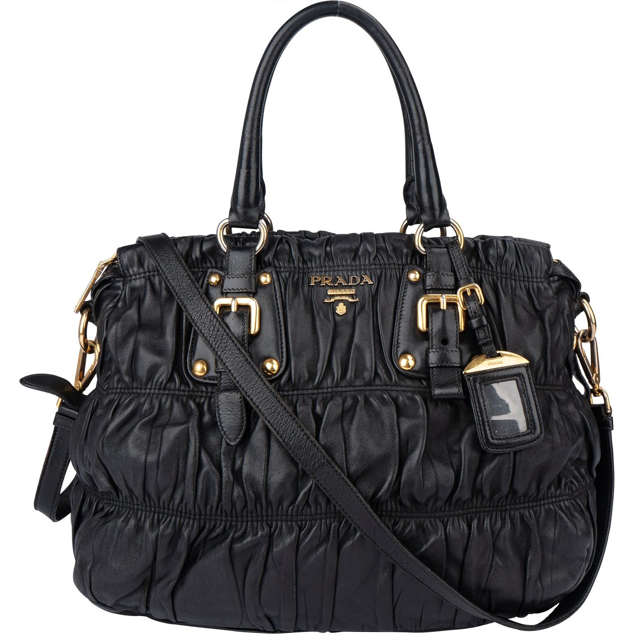 Prada Prada Quilted Leather City Handbag Zwart